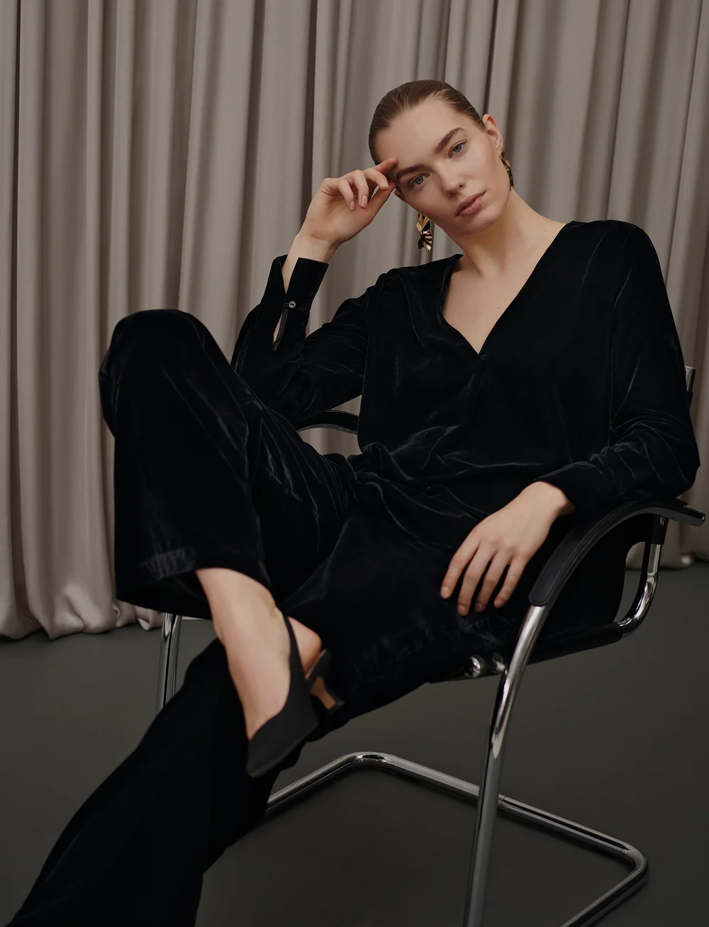 Rosemunde - Aomi Shirt - long sleeved blouses - black - 0