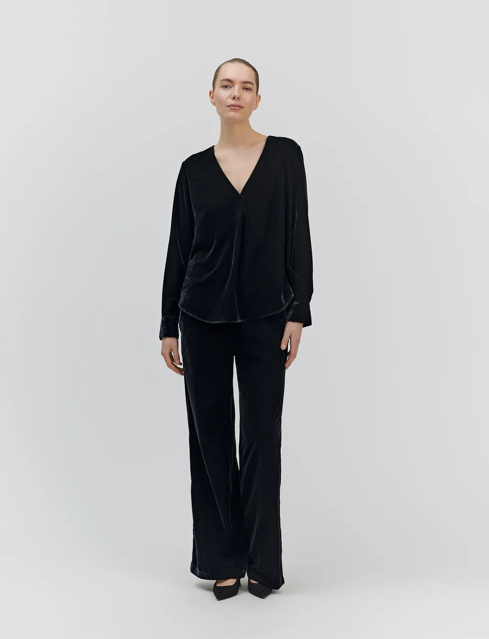 Rosemunde - Aomi Shirt - long sleeved blouses - black - 3