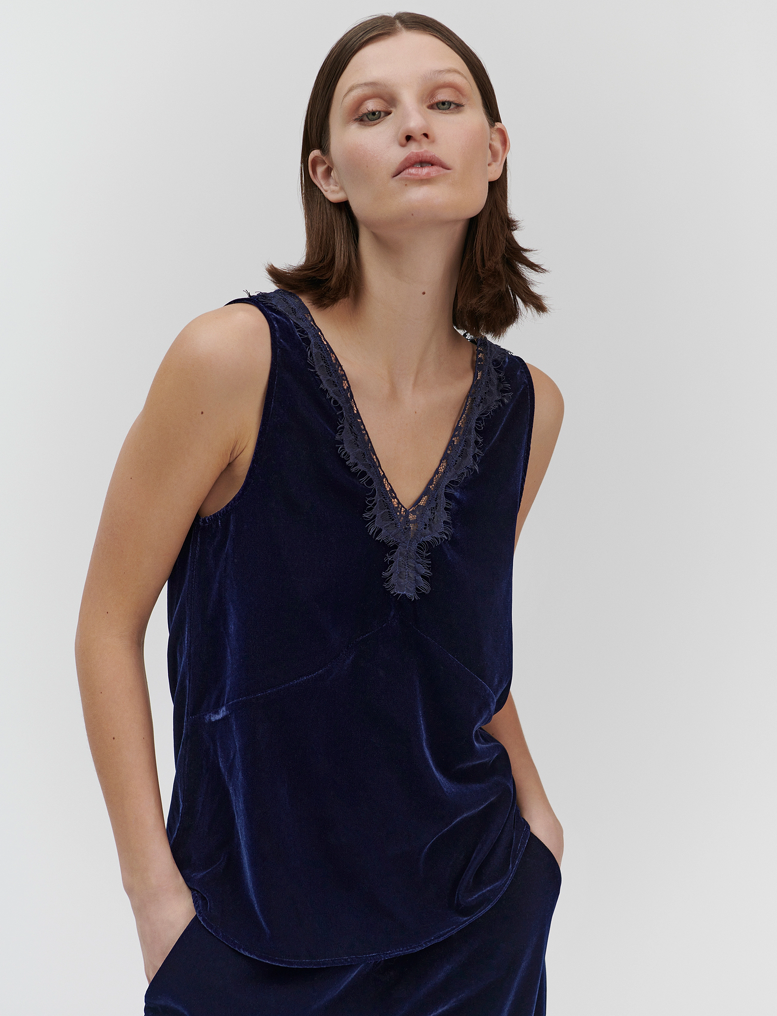 Rosemunde Aomi Lace top - Ærmeløse bluser - NAVY / navy