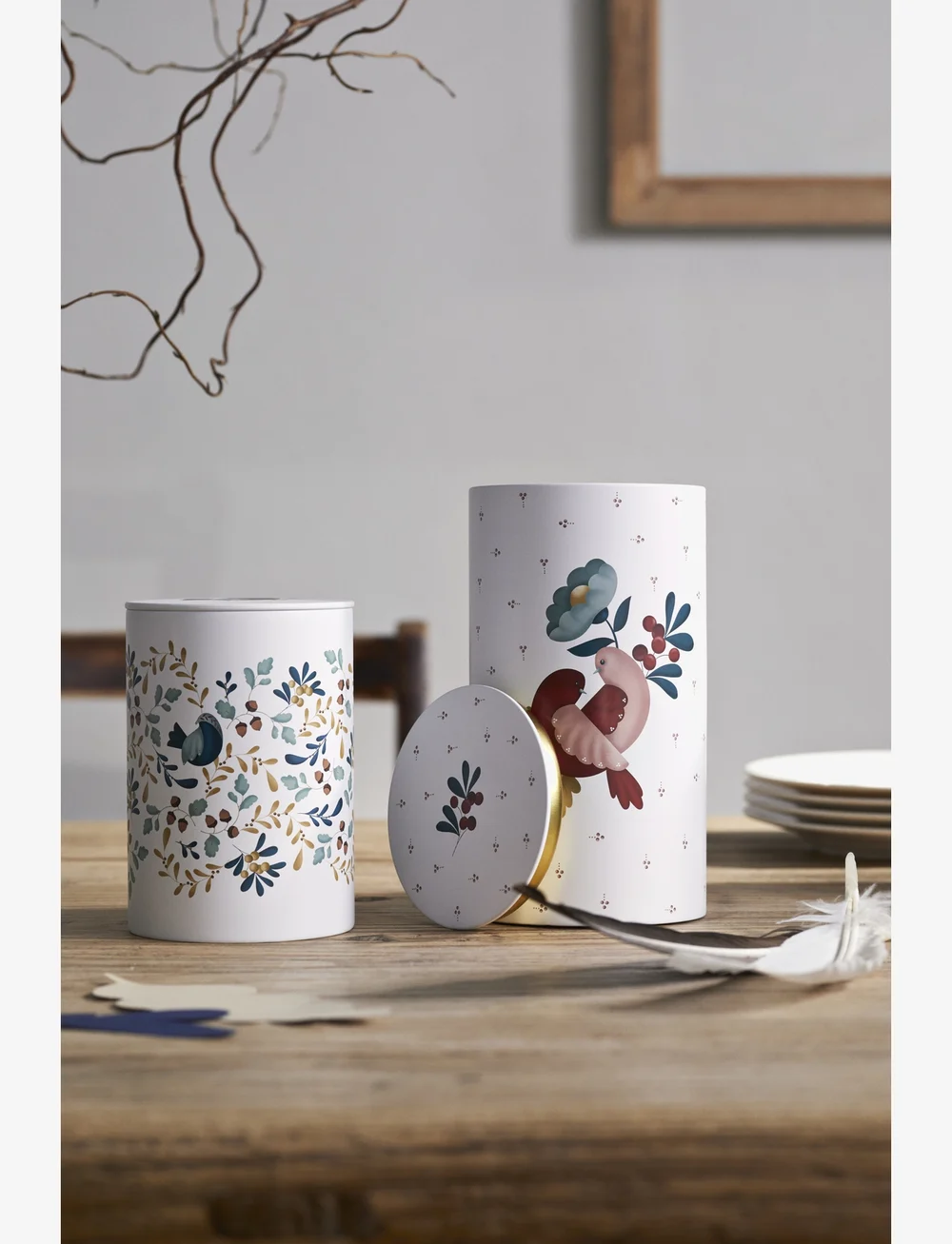 Rosendahl - GC Cottage Förvaringsburk Ø10/Ø11 vit m. deko 2 st. - köp efter pris - white w. deco - 3