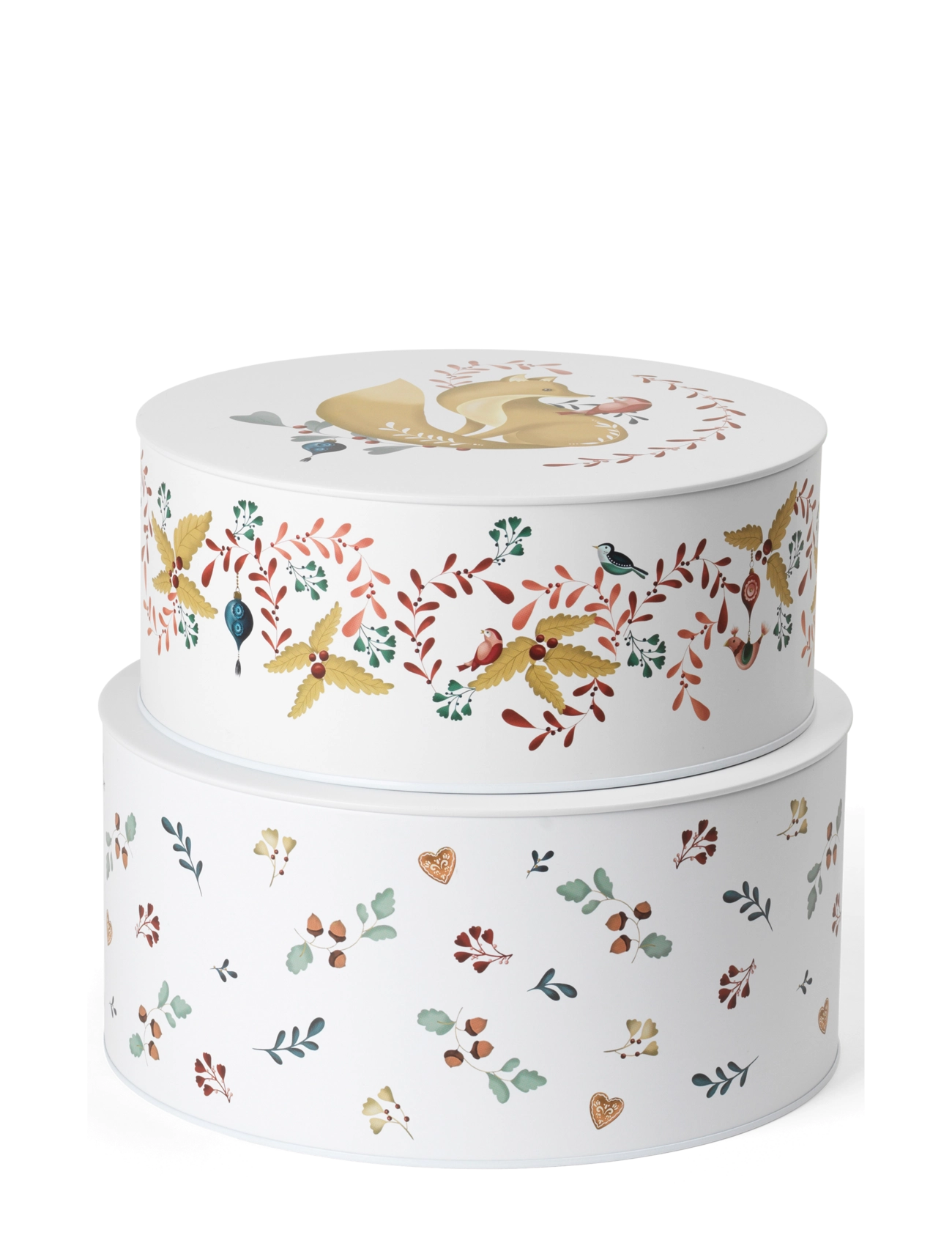 Rosendahl Gc Cottage Opbevaringsdåse Ø20/Ø22 Hvid M. Deko 2 Stk., 22 cm, Storage, Mehrfarbig/gemustert - Storage Baskets, Homeware