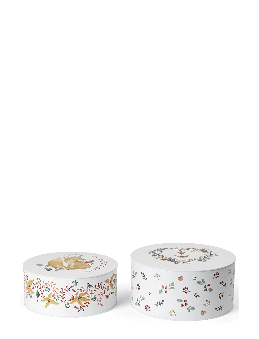 Rosendahl - GC Cottage Storage Tin Ø20/Ø22 white w. deco 2 pcs. - aufbewahrungskörbe - white w. deco - 2