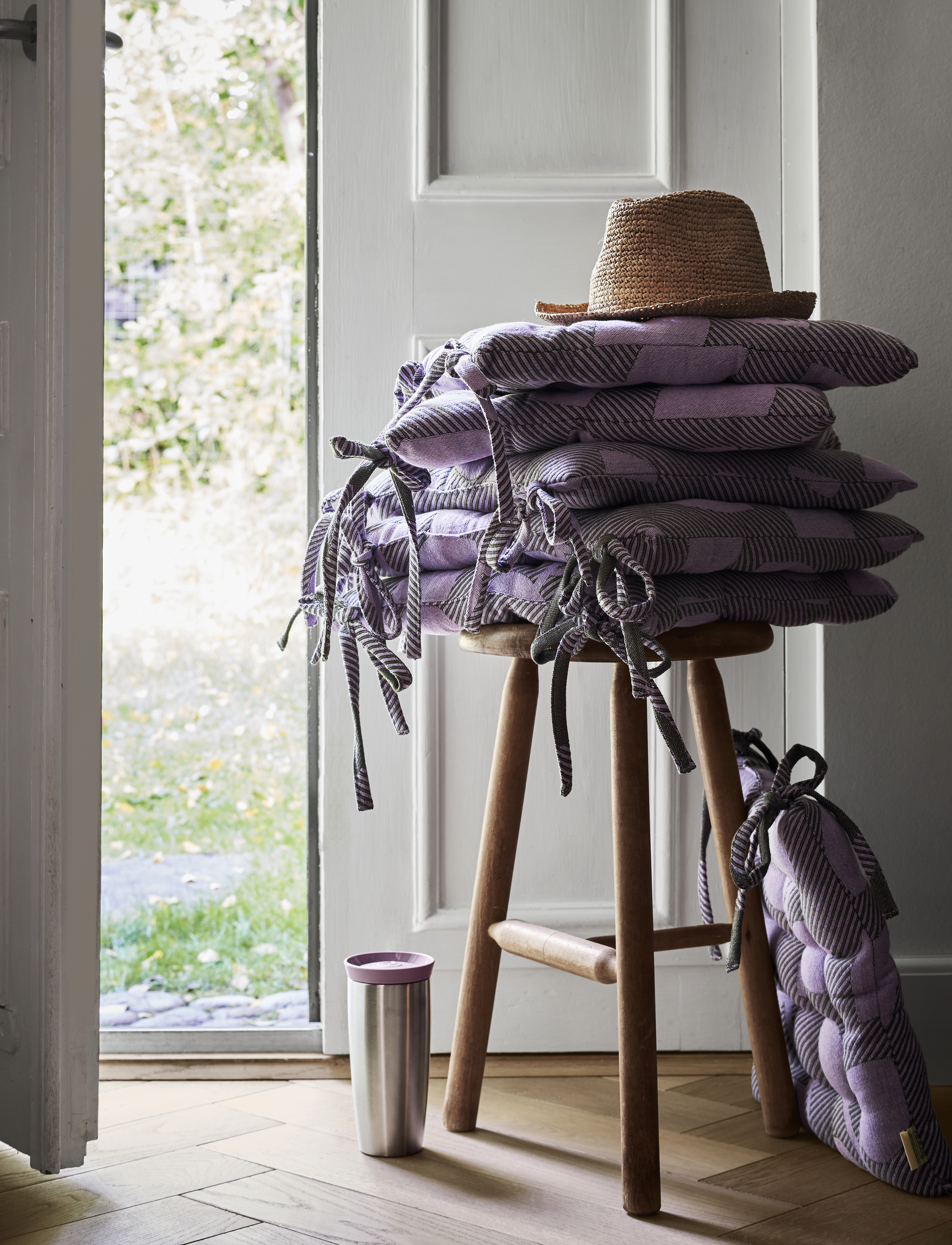 Rosendahl Rosendahl Textiles Outdoor Natura Havehynde Grøn/Lavendel, 40X4X40 cm x 4, Purple, Puder & Tæpper > Puder, Unisex