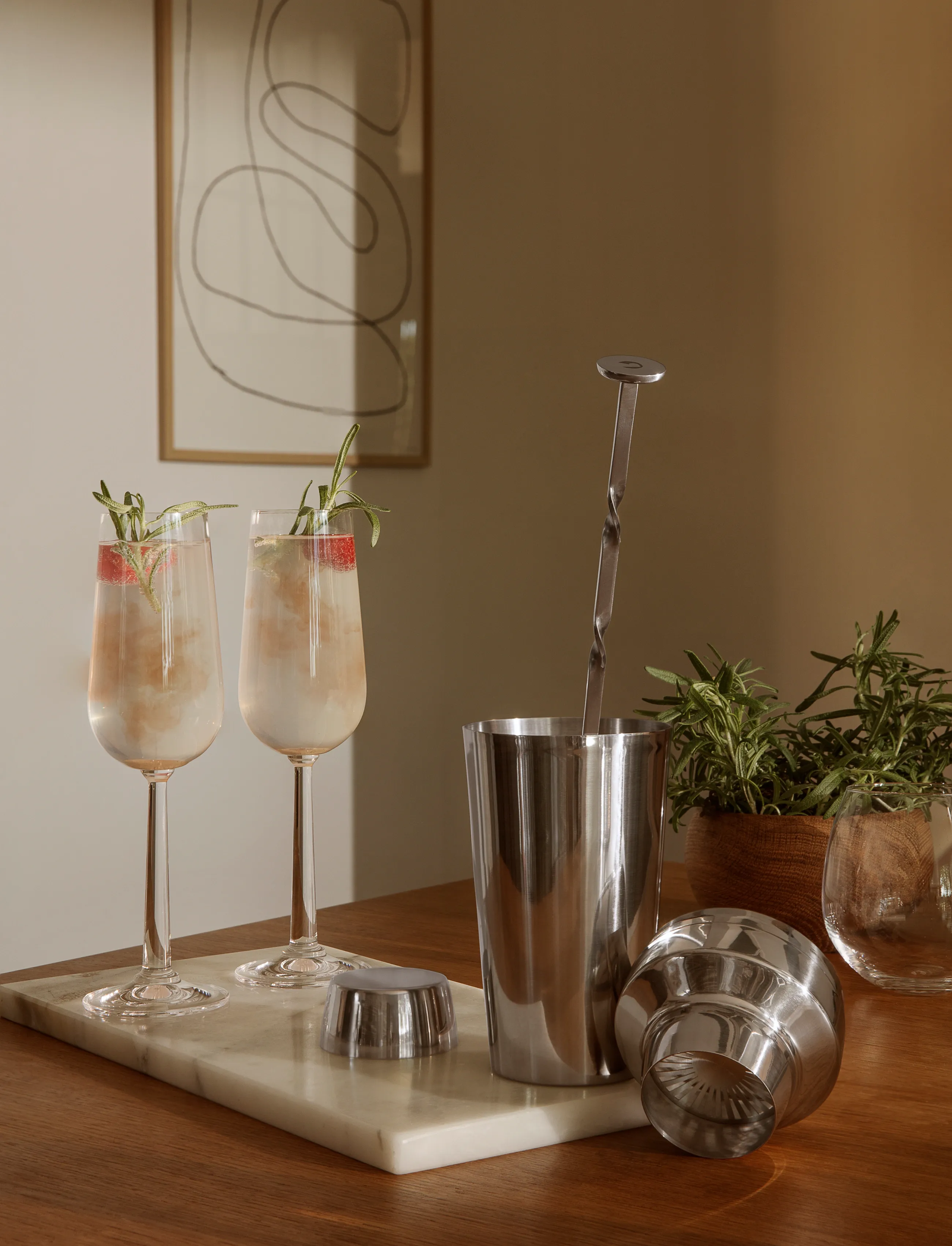 Rosendahl Rosendahl Bar Set, Shaker, Jigger 2/4Cl, Stirring Spoon H31, H20, Silver, Tilbehør Til Drinks Og Barer > Shakere Og Cocktailredskaber, Unise