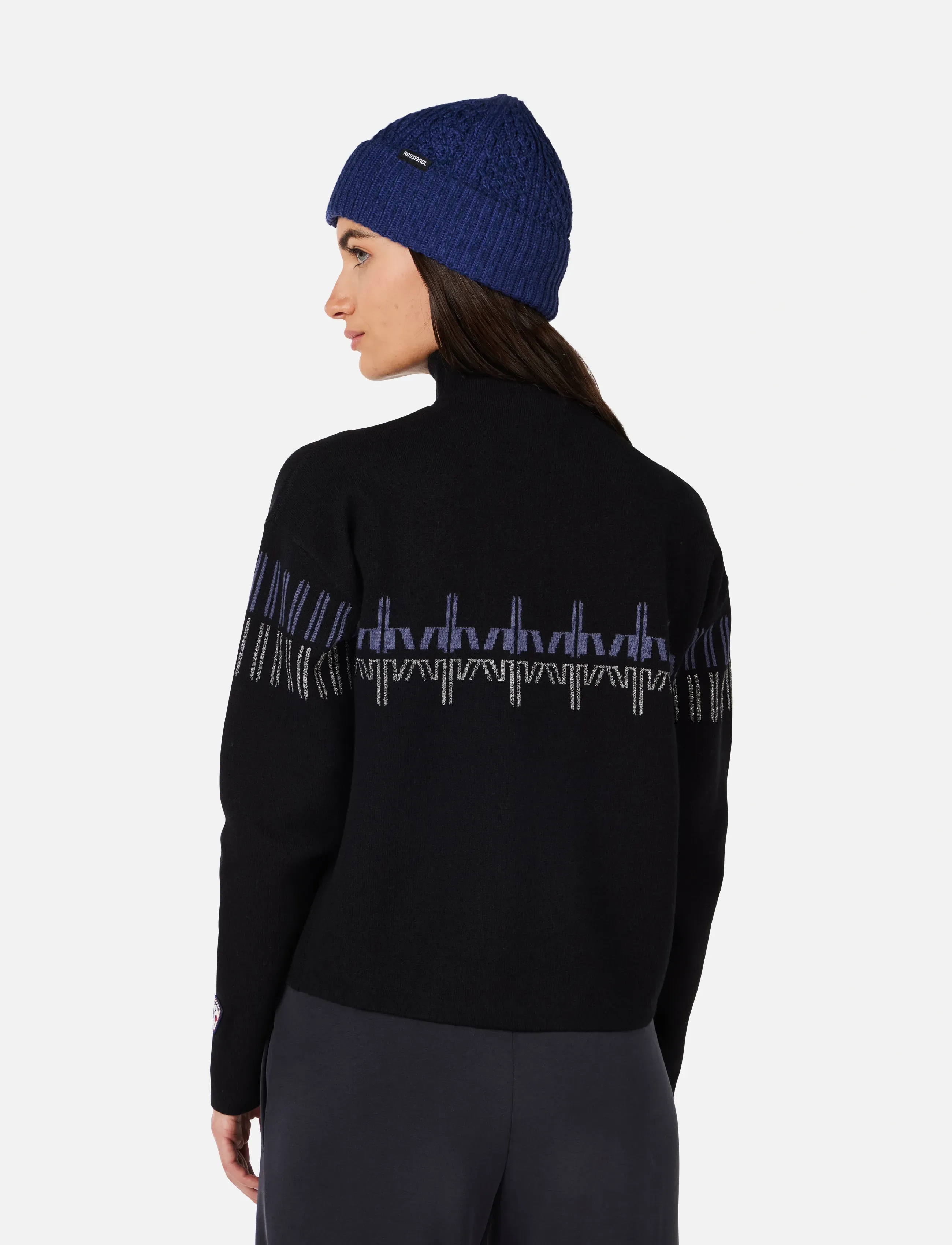 ROSSIGNOL - W PATTERNED TN SWEATER - stickat - black - 3