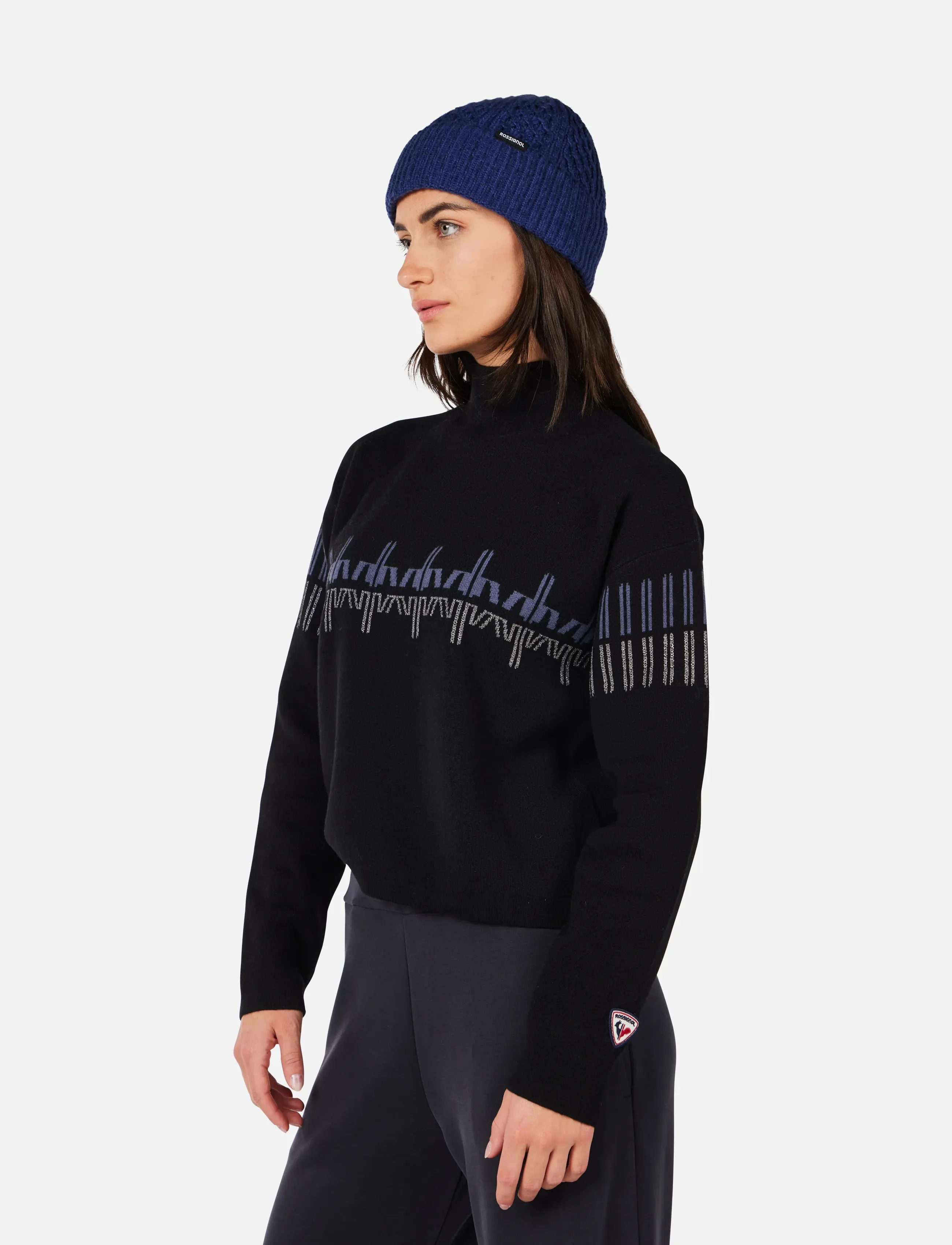ROSSIGNOL - W PATTERNED TN SWEATER - stickat - black - 4