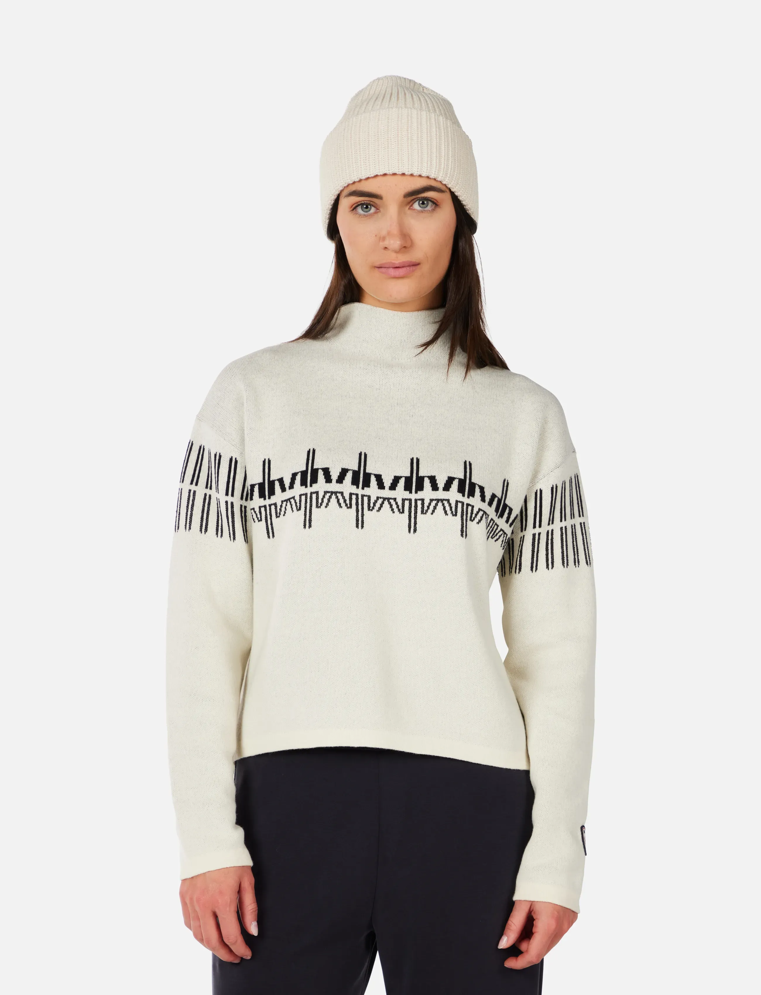 ROSSIGNOL W Patterned Tn Sweater, Kvinder, Mønstret Rullekrave Sweater, Cream, Str: XS