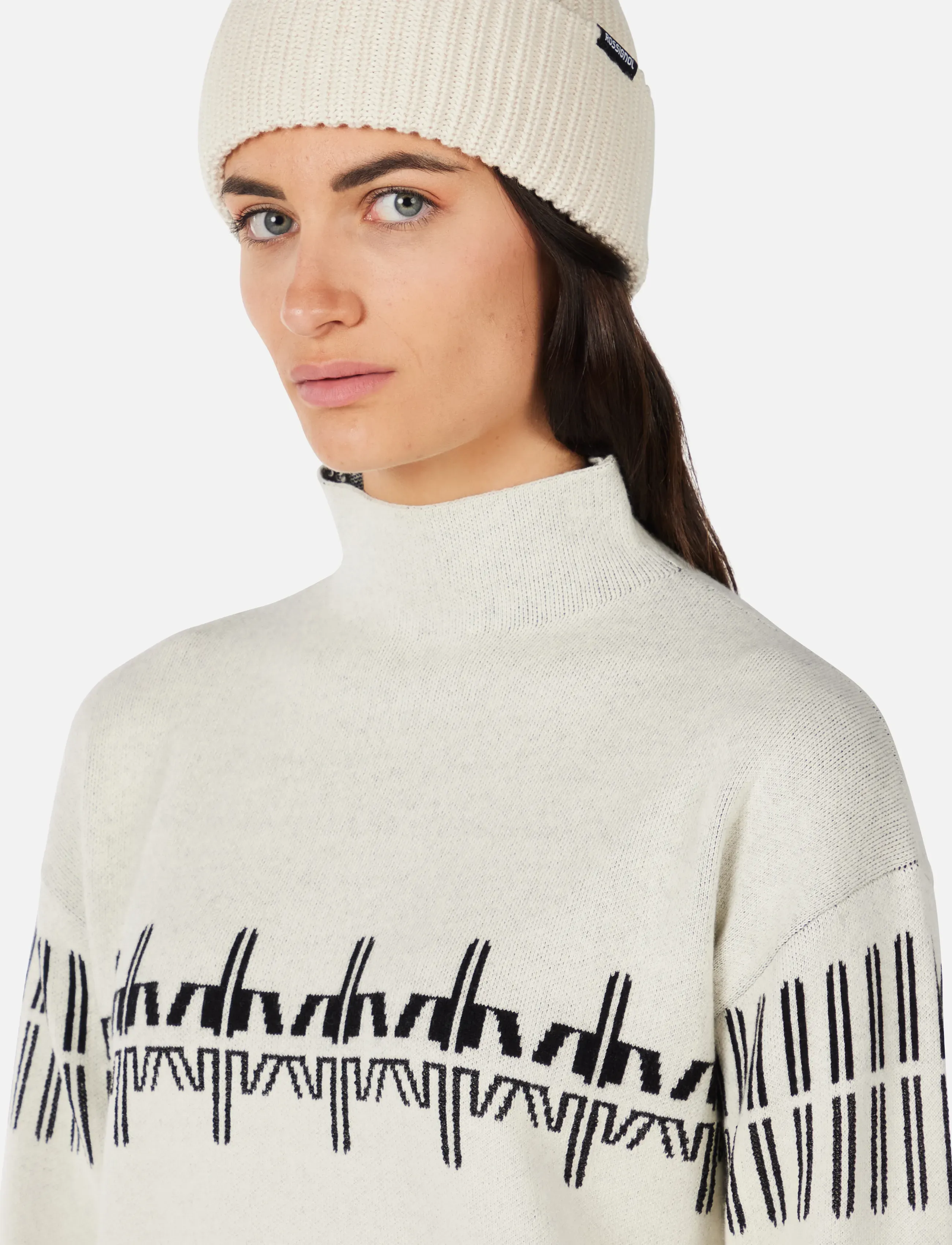 ROSSIGNOL - W PATTERNED TN SWEATER - stickat - nature white - 5