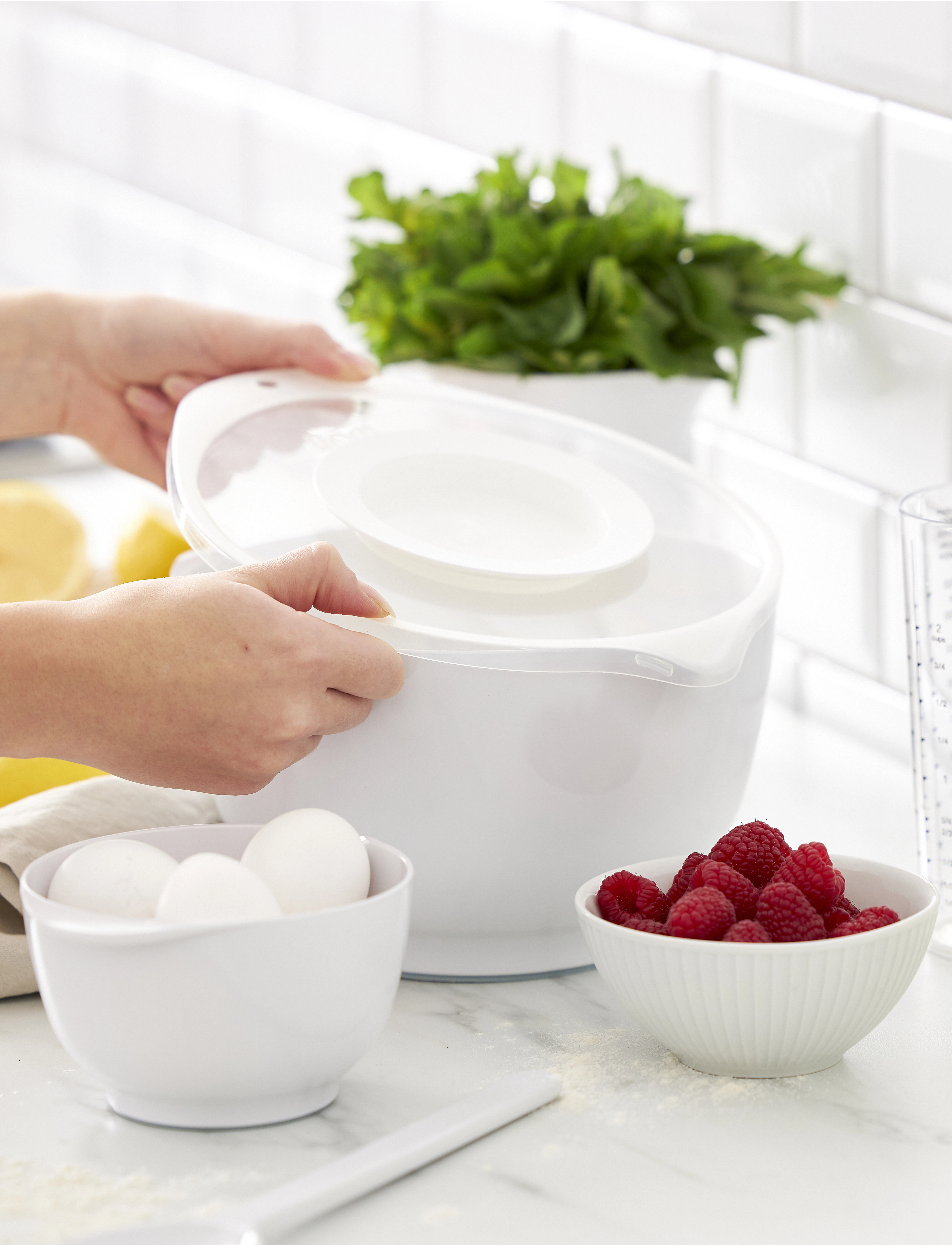 Rosti - Mixing bowl w. anti-splashlid NEW Margrethe - white - 2