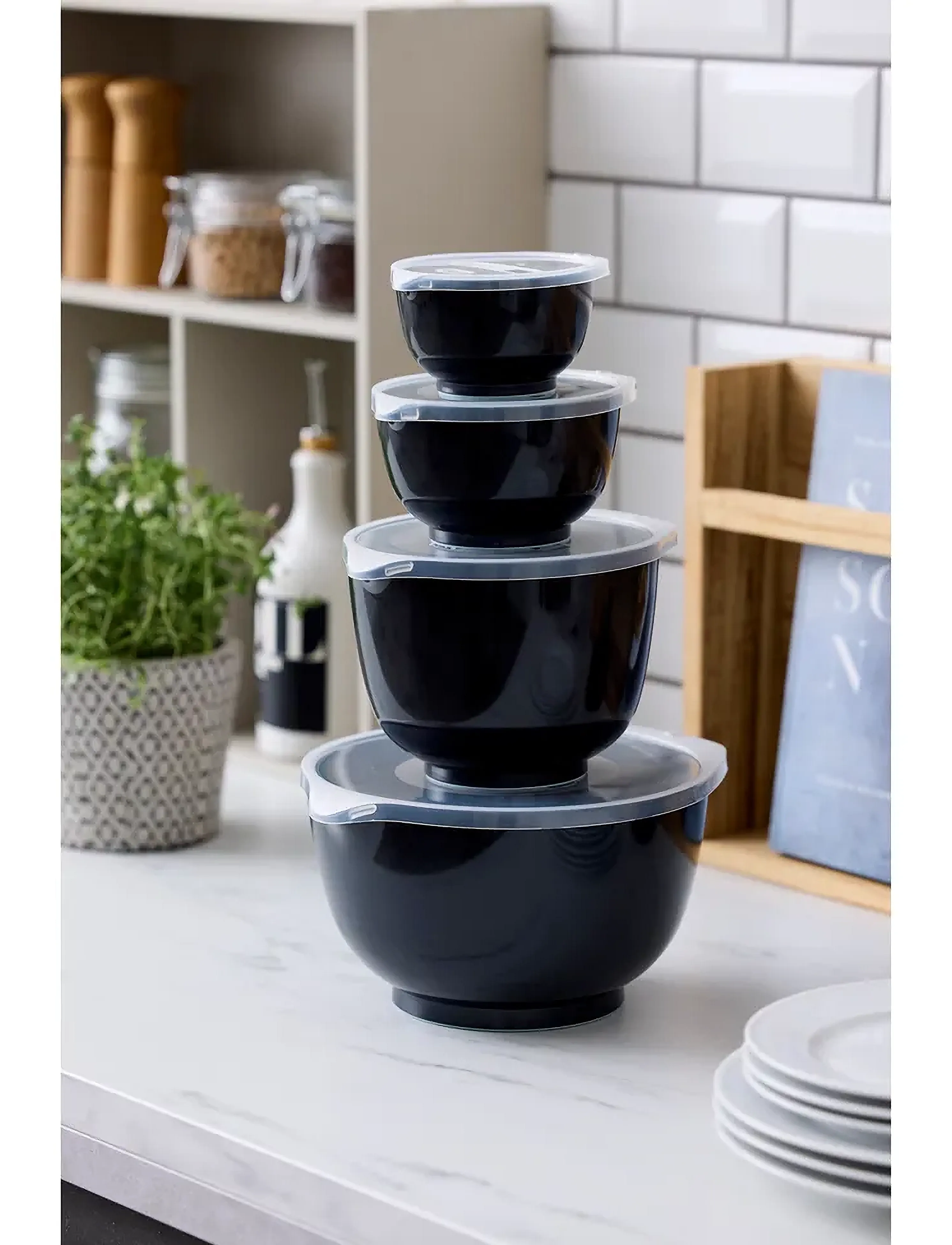Rosti Røreskålesæt 8 Dele New Margrethe, One Size, Baking Accessories, Schwarz - Mixing Bowls, Homeware