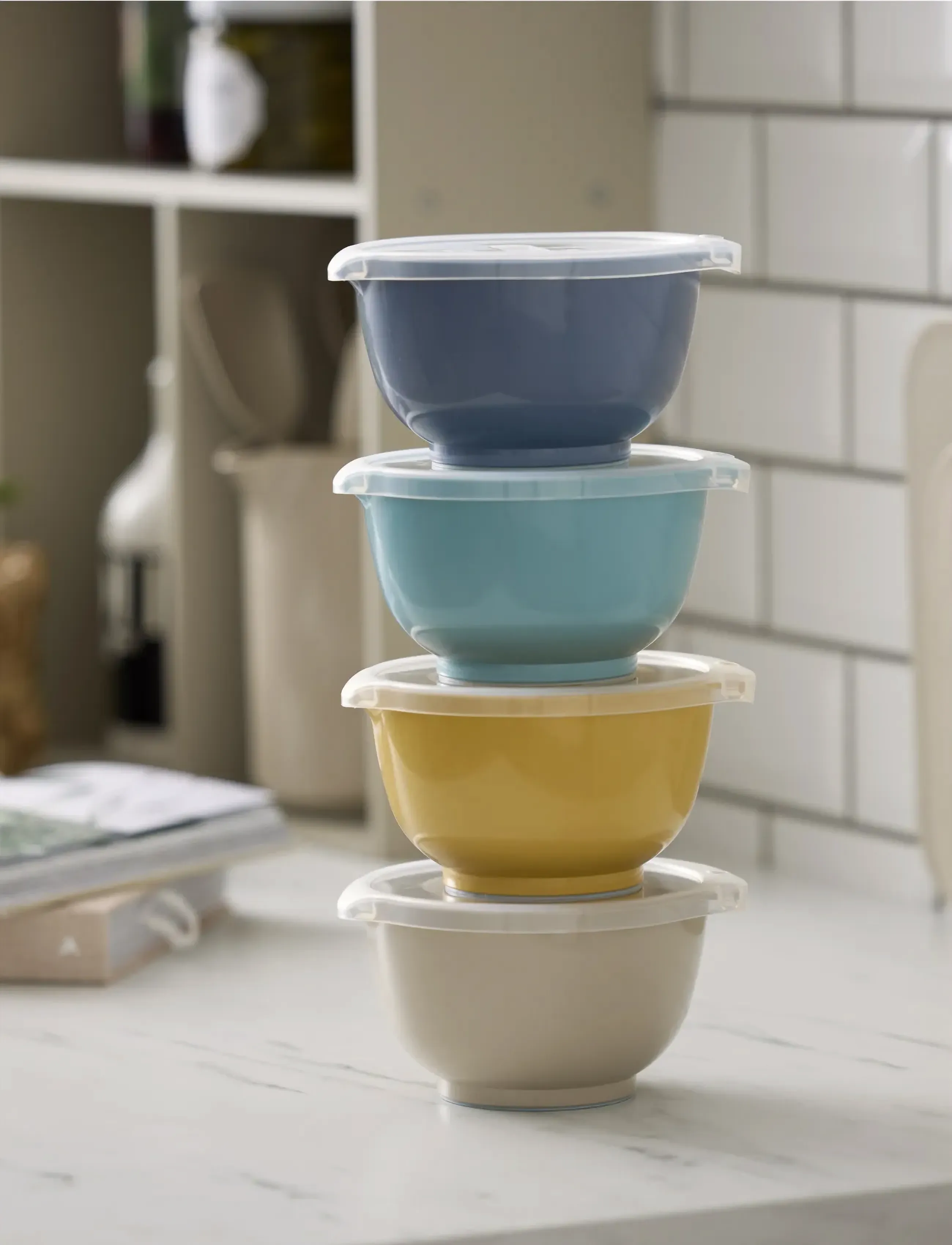 Rosti Røreskålesæt Med Låg New Margrethe, One Size x 20.5, Baking Accessories, Mehrfarbig/gemustert - Mixing Bowls, Homeware