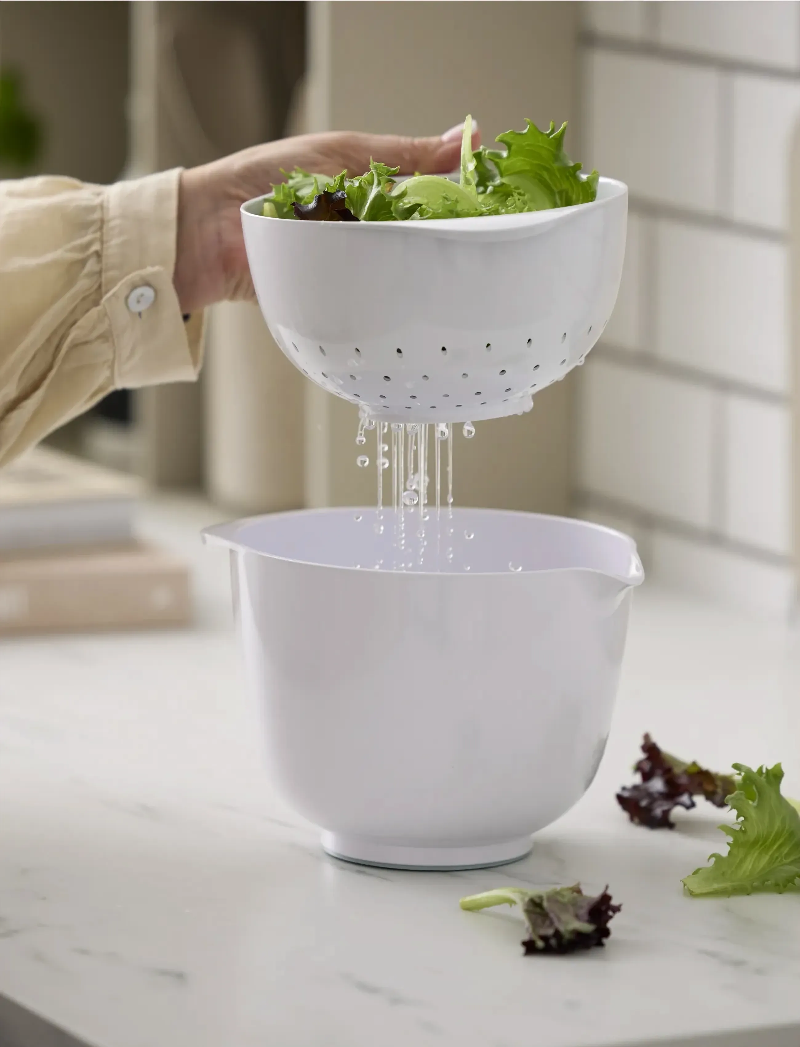 Rosti Røreskål Med Dørslag New Margrethe, 1.5 LITER x 13.5, White, Sieves & Funnels, Sieves & Funnels, Unisex