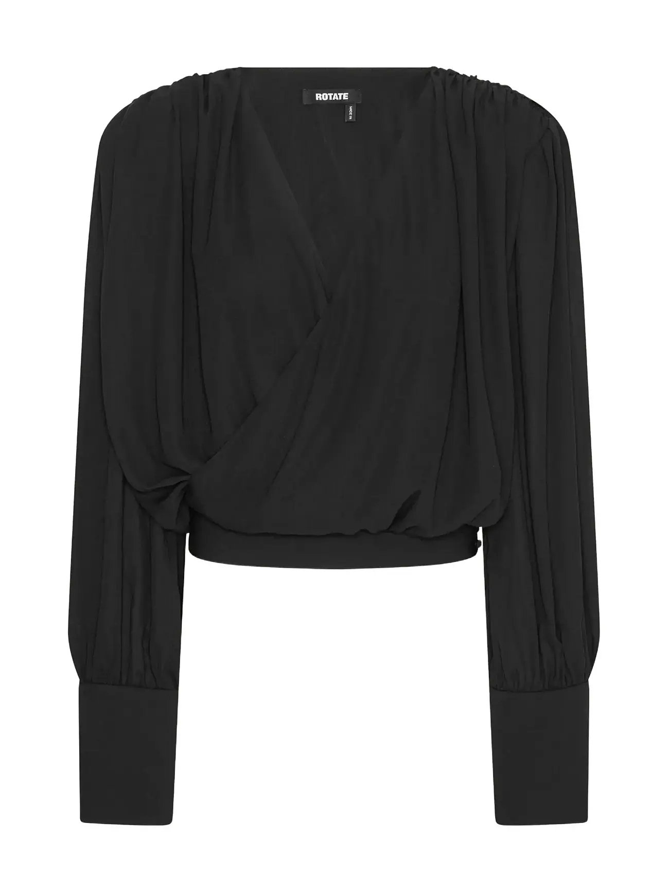 ROTATE Long Sleeve V-Neck Top - Black - 34
