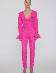 ROTATE Birger Christensen - Lace High Rise Pants - straight leg trousers - pink glo - 2