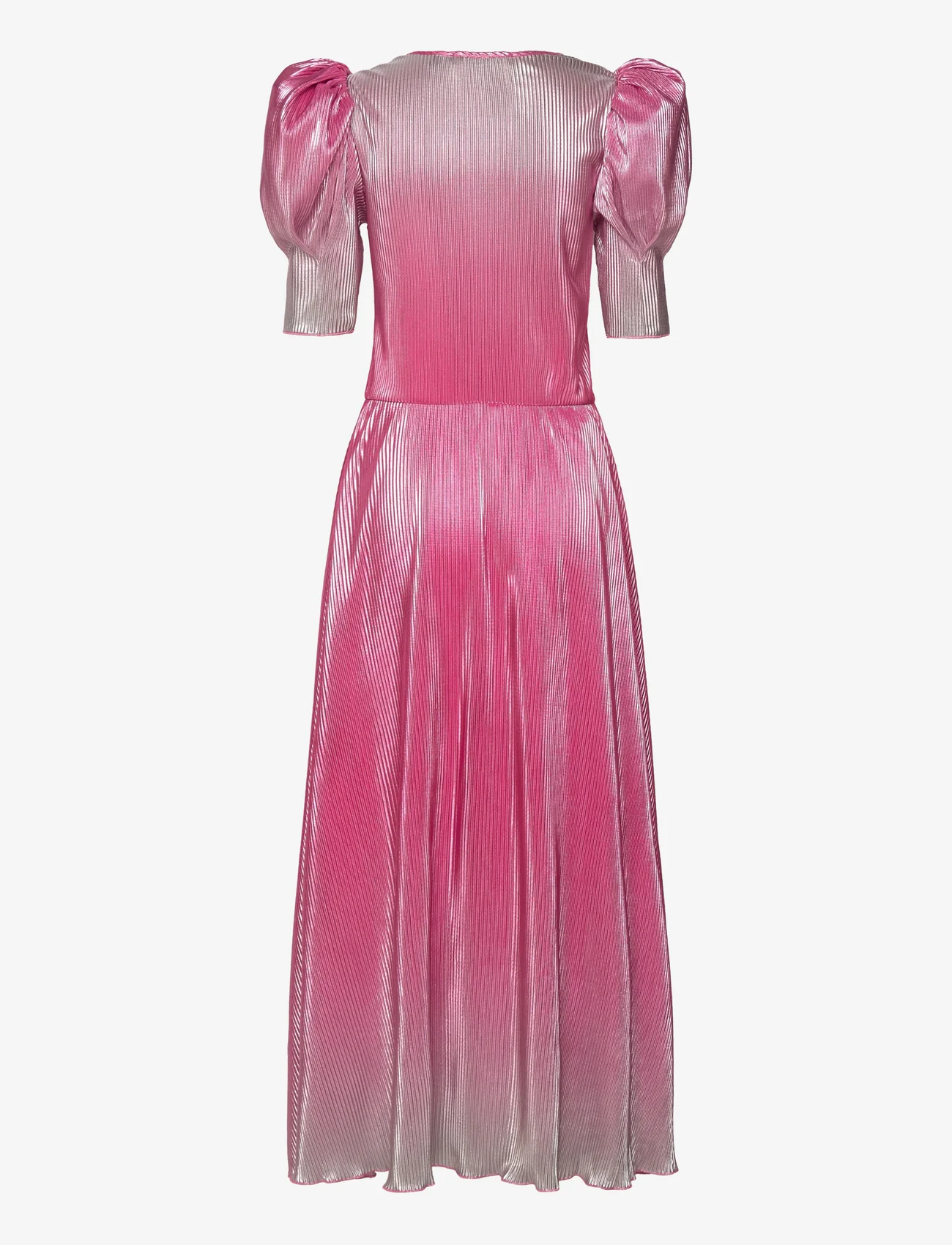 ROTATE Birger Christensen - Gradient Plissé Dress - festtøj til outletpriser - pink glo - 1