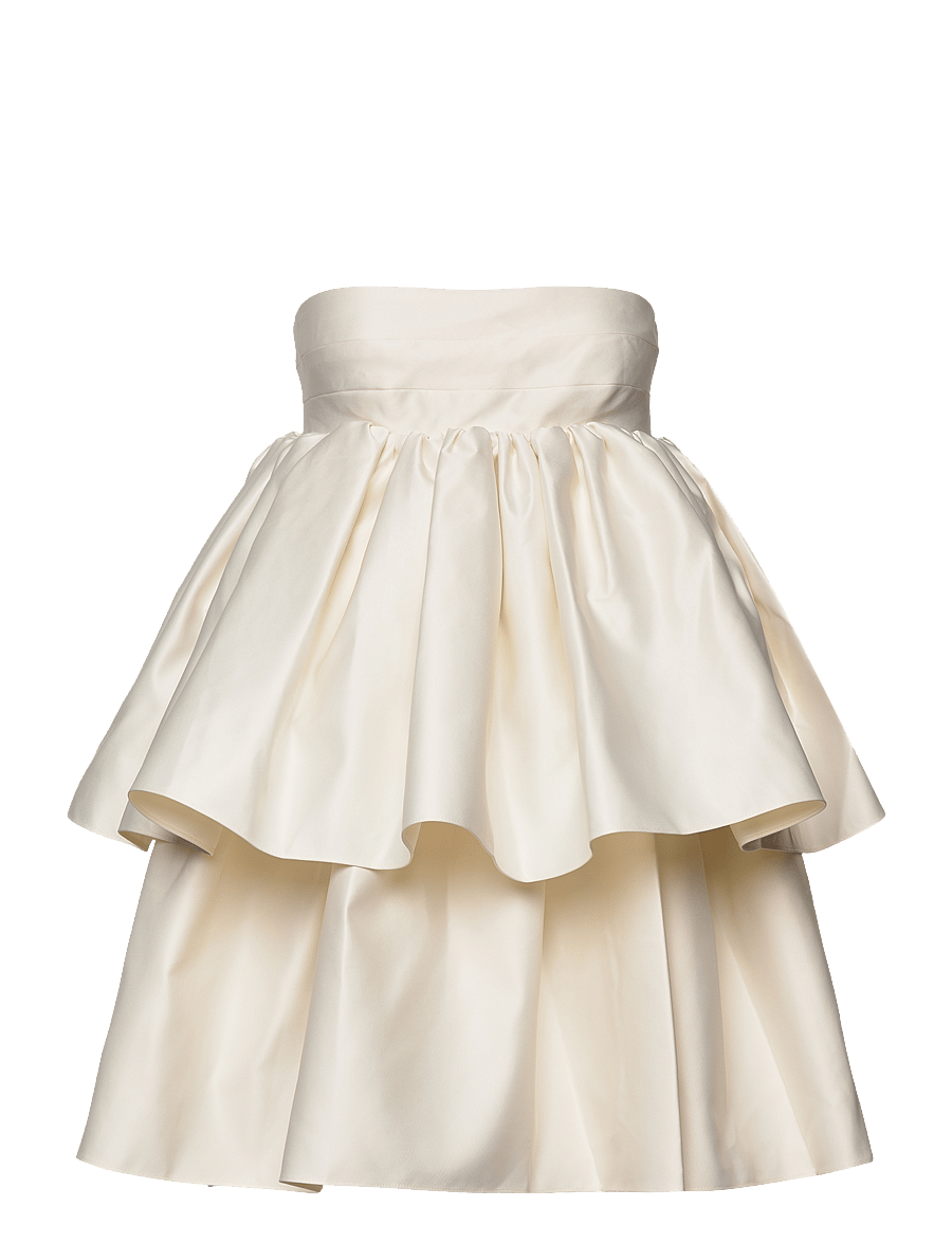ROTATE - TWILL MINI RUFFLED DRESS - egret - 1