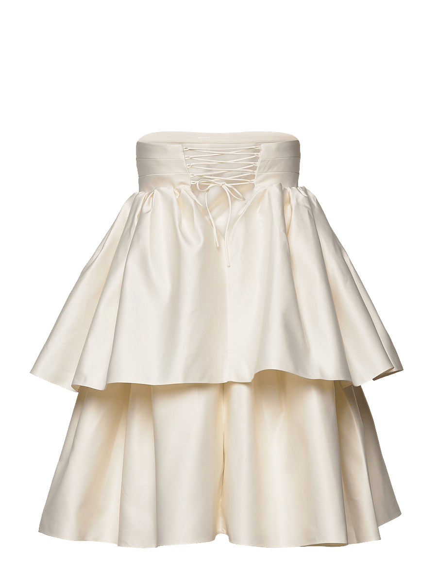 ROTATE - TWILL MINI RUFFLED DRESS - egret - 2