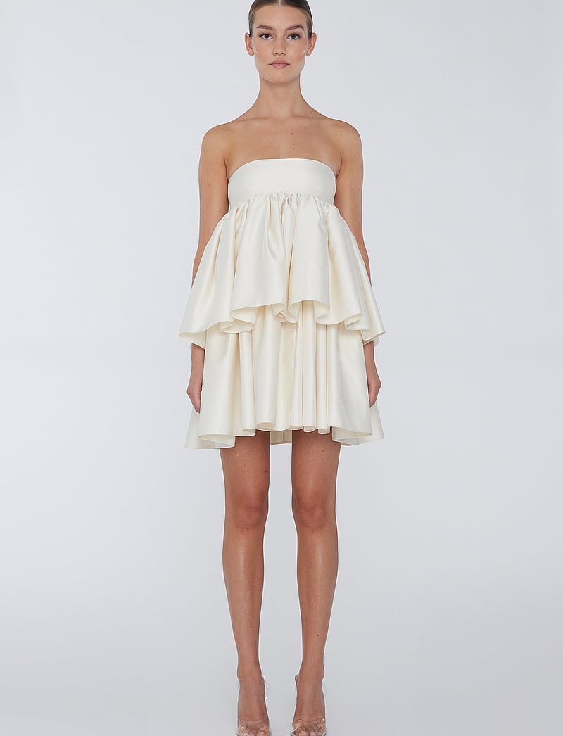 ROTATE Birger Christensen - Twill Mini Ruffled Dress - brautkleider - egret - 0
