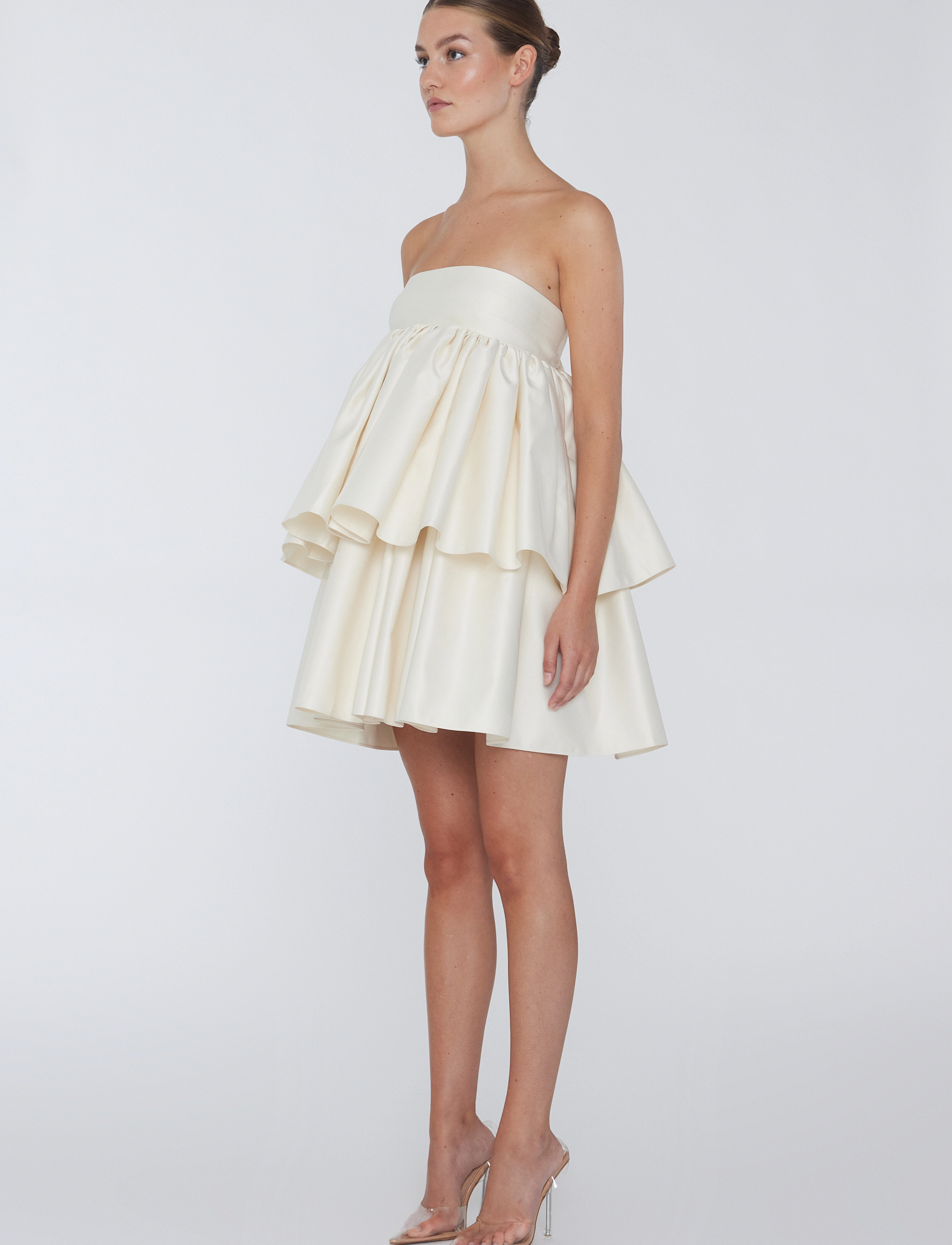 ROTATE Birger Christensen - TWILL MINI RUFFLED DRESS - egret - 3