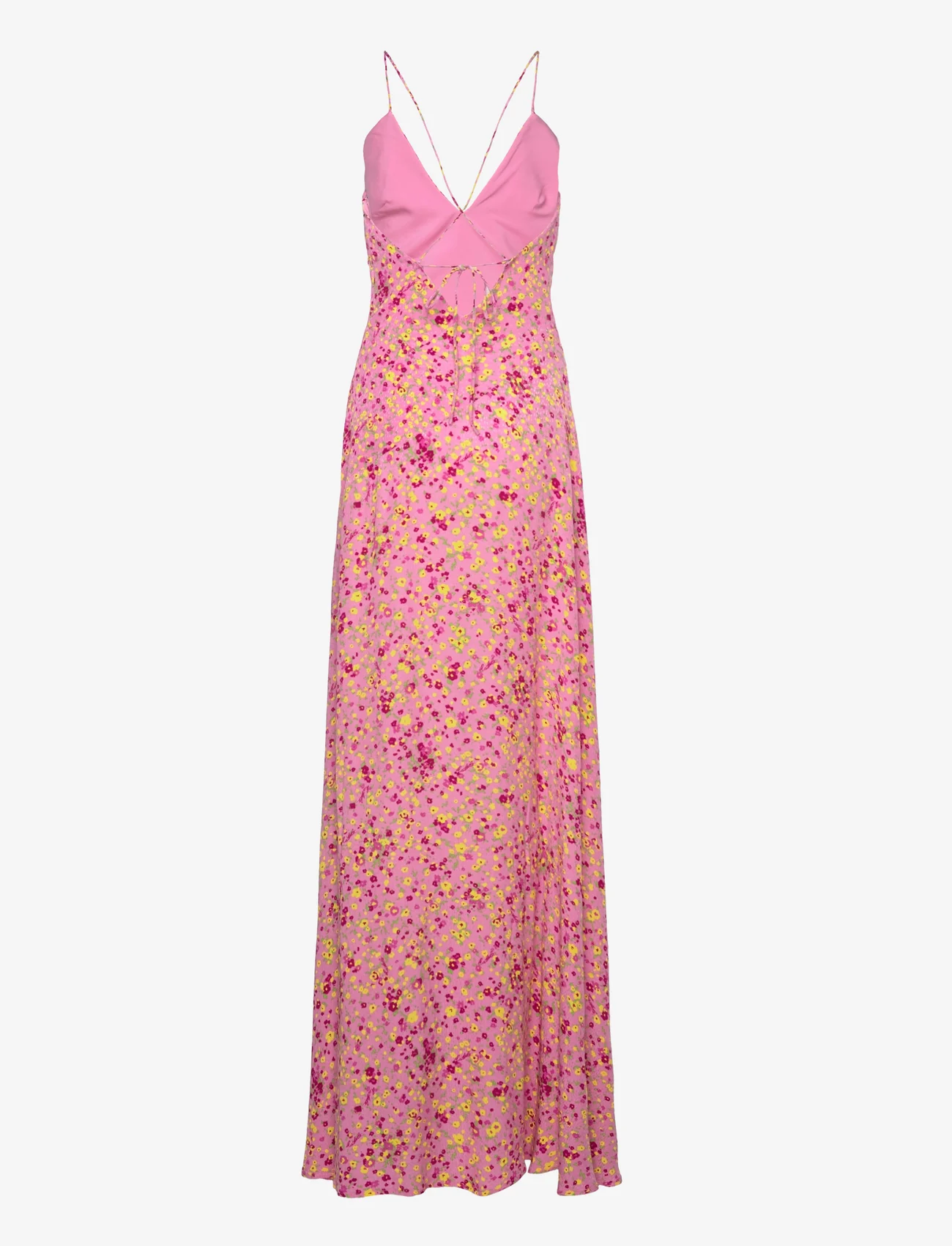ROTATE Birger Christensen - Jacquard Maxi Slip Dress - slipklänningar - fuchsia pink comb. - 1
