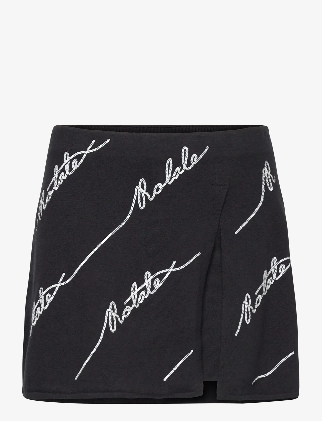 ROTATE Birger Christensen - Sequin Logo Mini Skirt - strikkede nederdele - black - 0