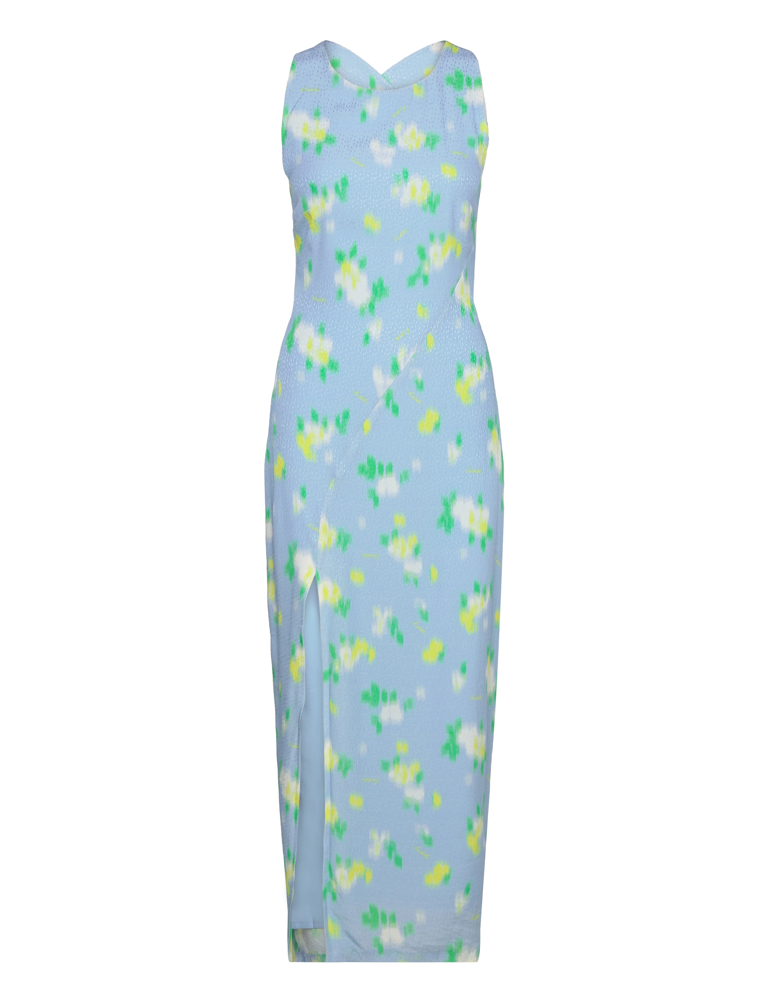 ROTATE Jacquard Midi Slit Kleid Blau - 42 - Damen