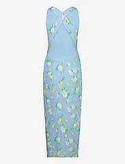 ROTATE Birger Christensen - Jacquard Midi Slit Dress - summer dresses - placid blue comb. - 1