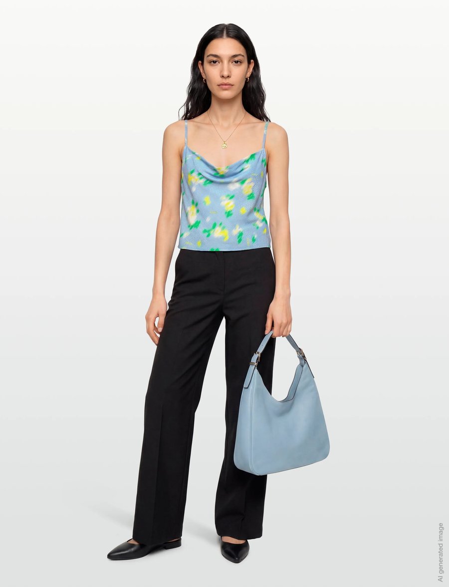 ROTATE - JACQUARD SLIP TOP - crop tops - placid blue comb. - 0