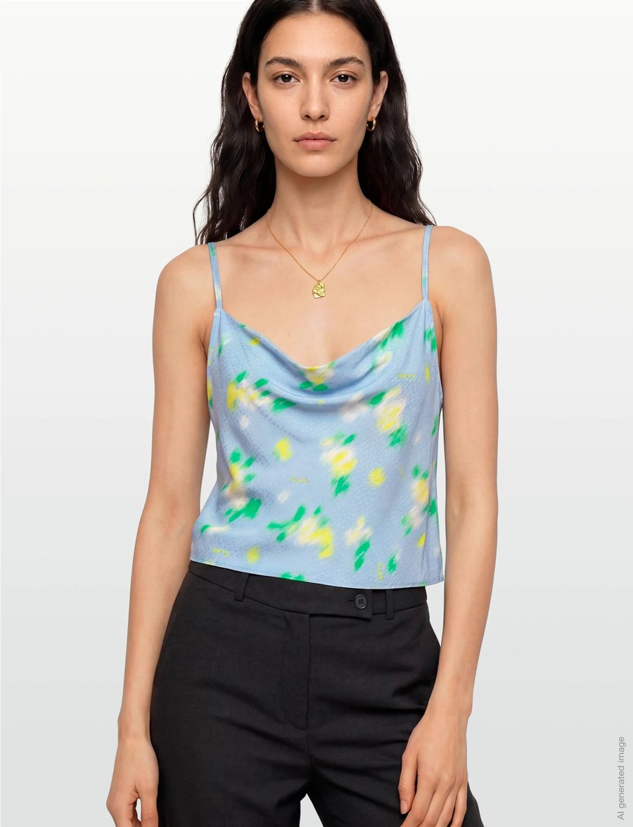 ROTATE - JACQUARD SLIP TOP - crop tops - placid blue comb. - 3
