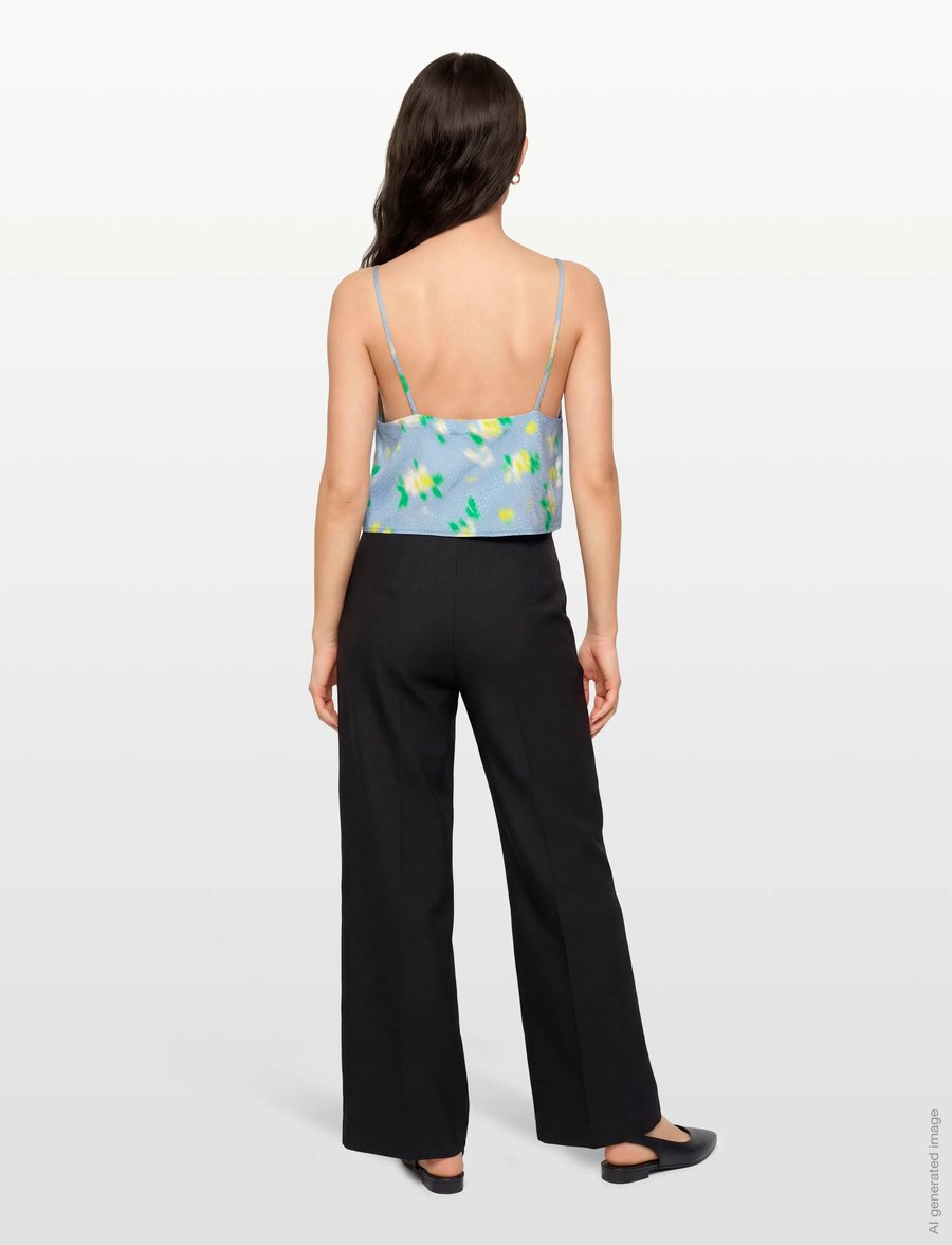 ROTATE - JACQUARD SLIP TOP - crop tops - placid blue comb. - 4