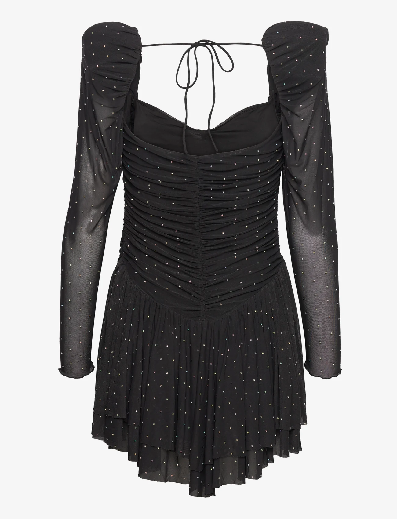 ROTATE Birger Christensen - Mesh Mini Ruffle Dress - ballīšu apģērbs par outlet cenām - black - 1