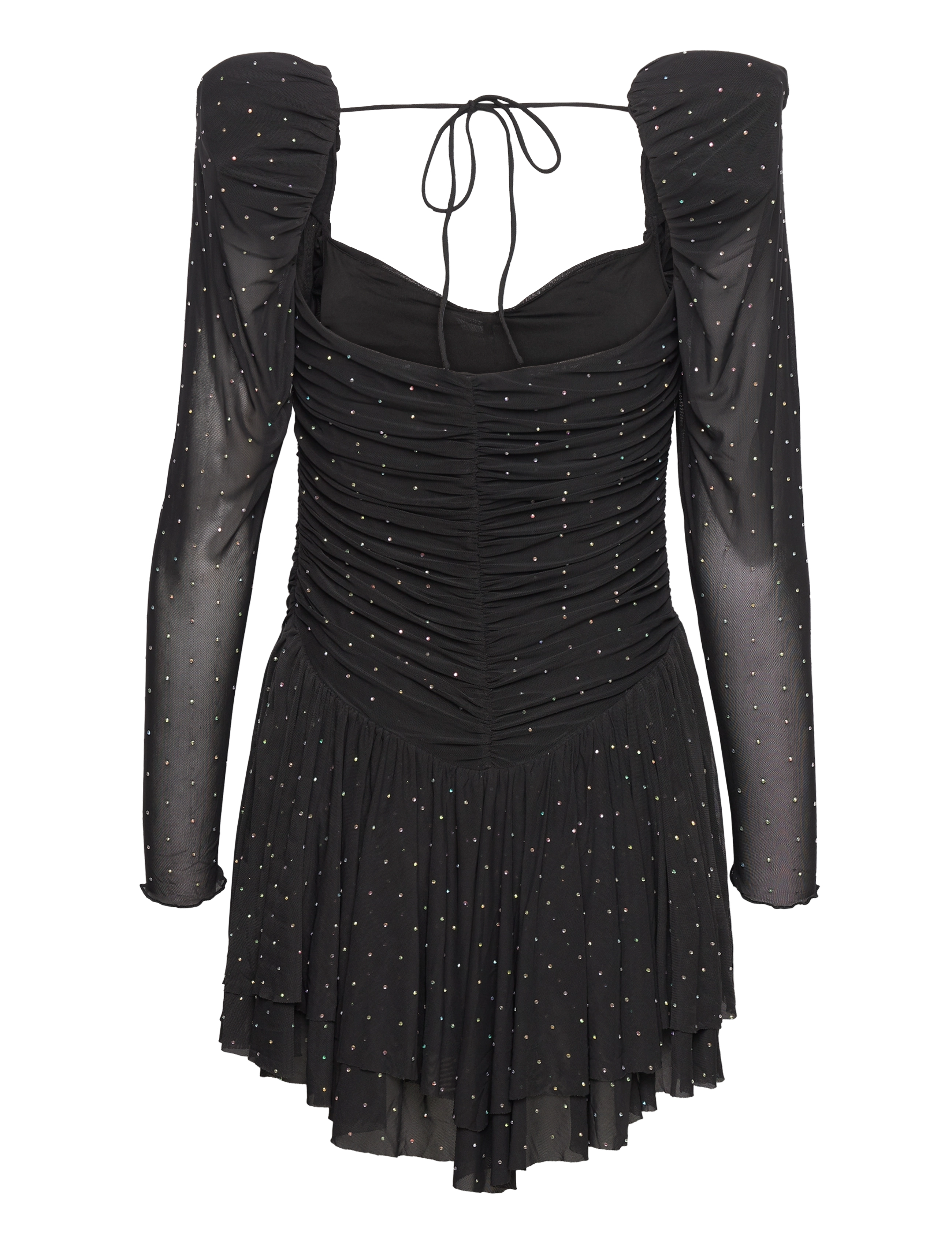 ROTATE - Mesh Mini Ruffle Dress - festtøj til outletpriser - black - 1