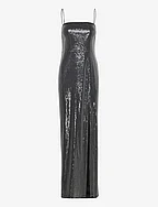 Sequin Maxi Slit Dress - BLACK