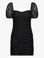 Lace Puff Sleeve Dress - BLACK