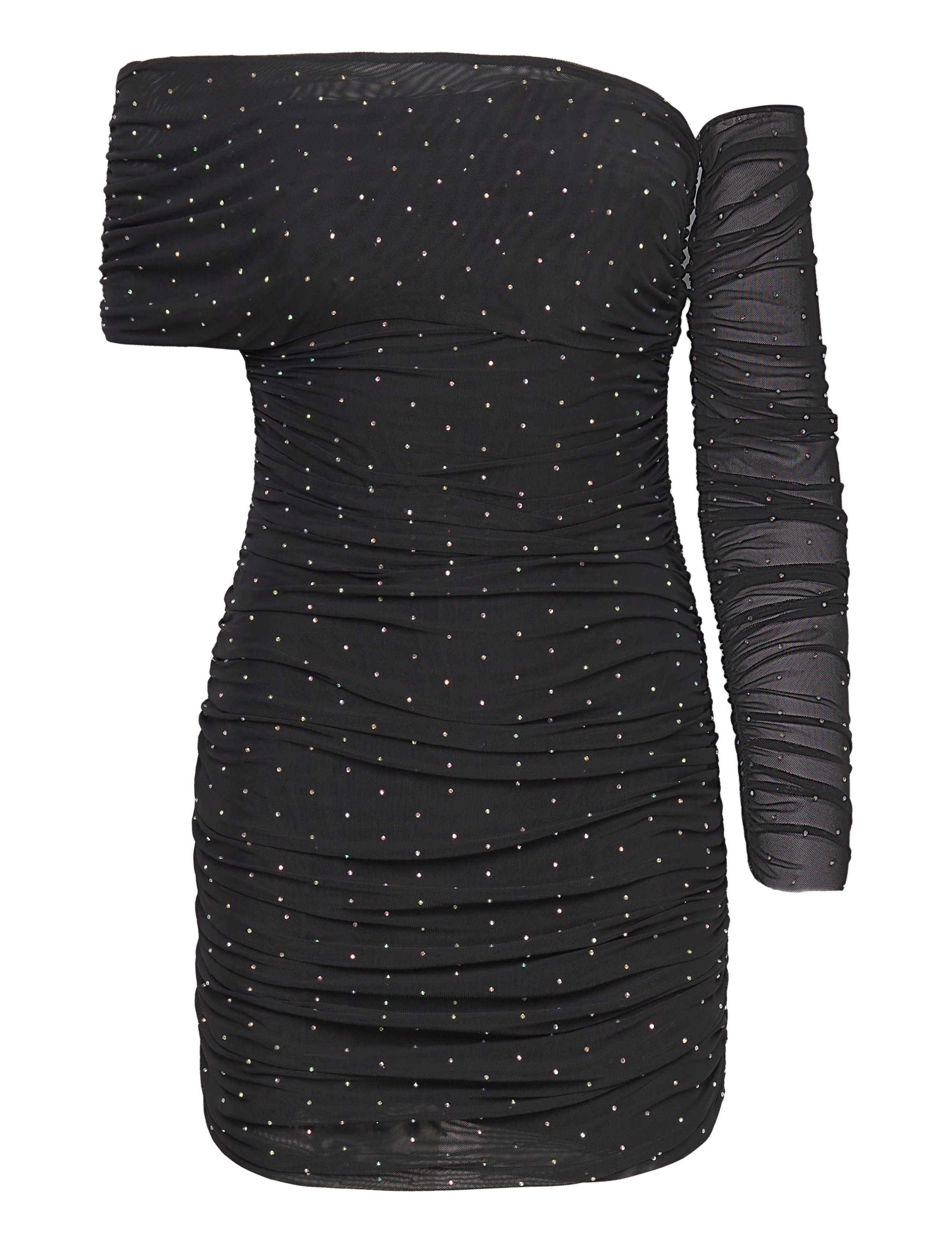 ROTATE Mesh Asymmetric Dress - Riided - BLACK / black