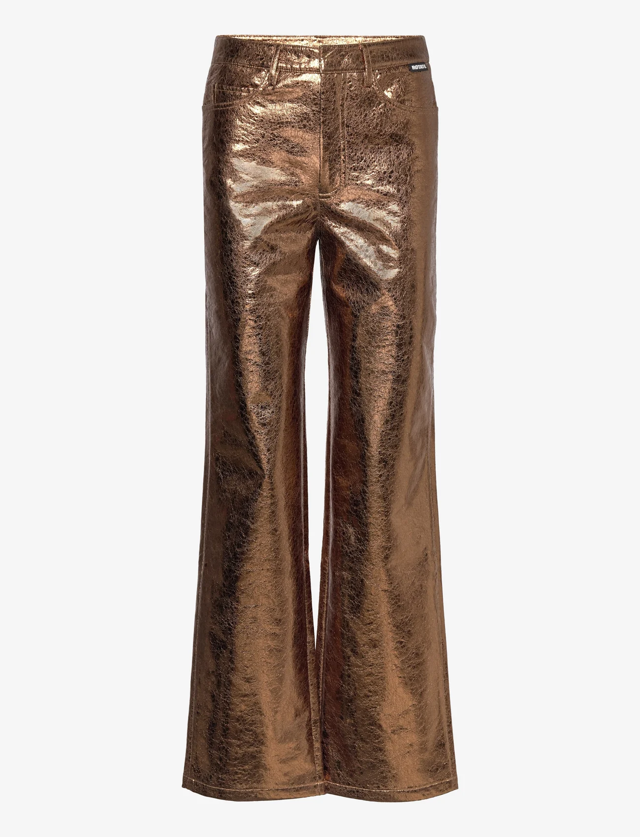 ROTATE Birger Christensen - Textured High Waist Pants - bukser med brede ben - toasted coconut - 0