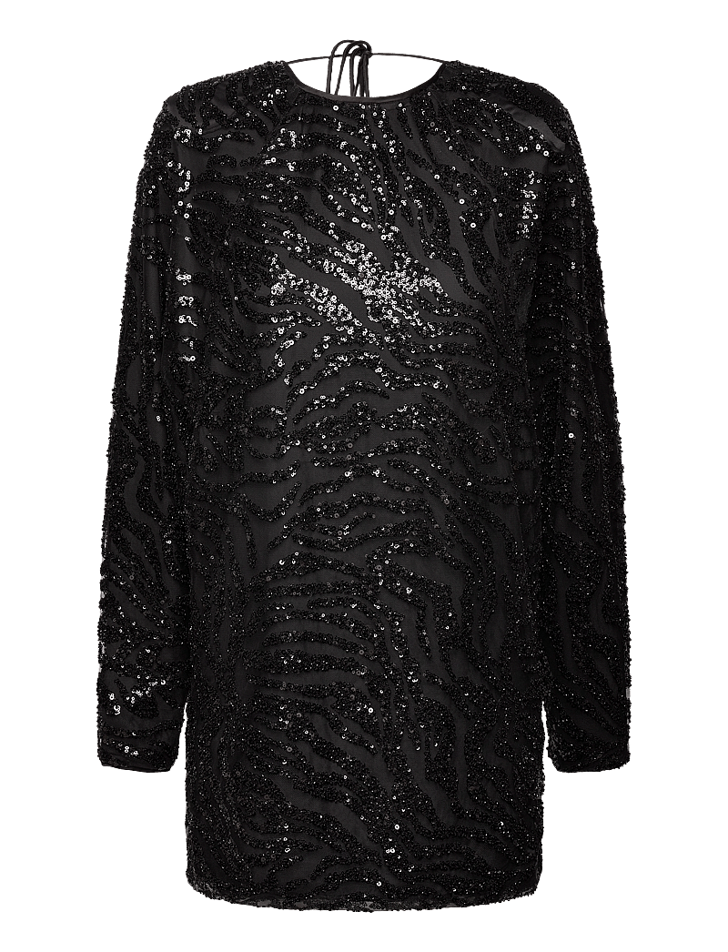 ROTATE - Sequins Low Back Dress - pailletkjoler - 1000 black comb. - 0