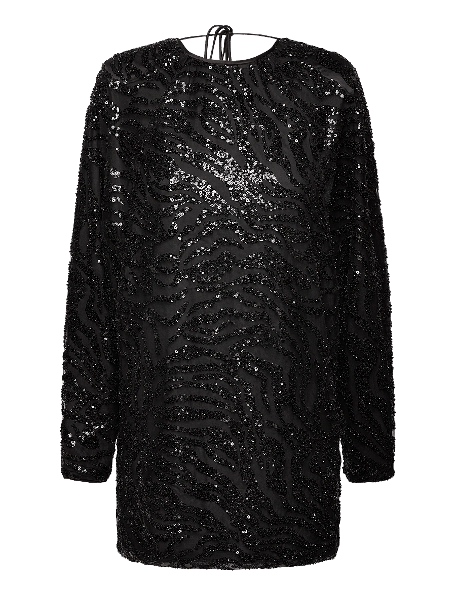 ROTATE - Sequins Low Back Dress - paillettenkleider - 1000 black comb. - 0