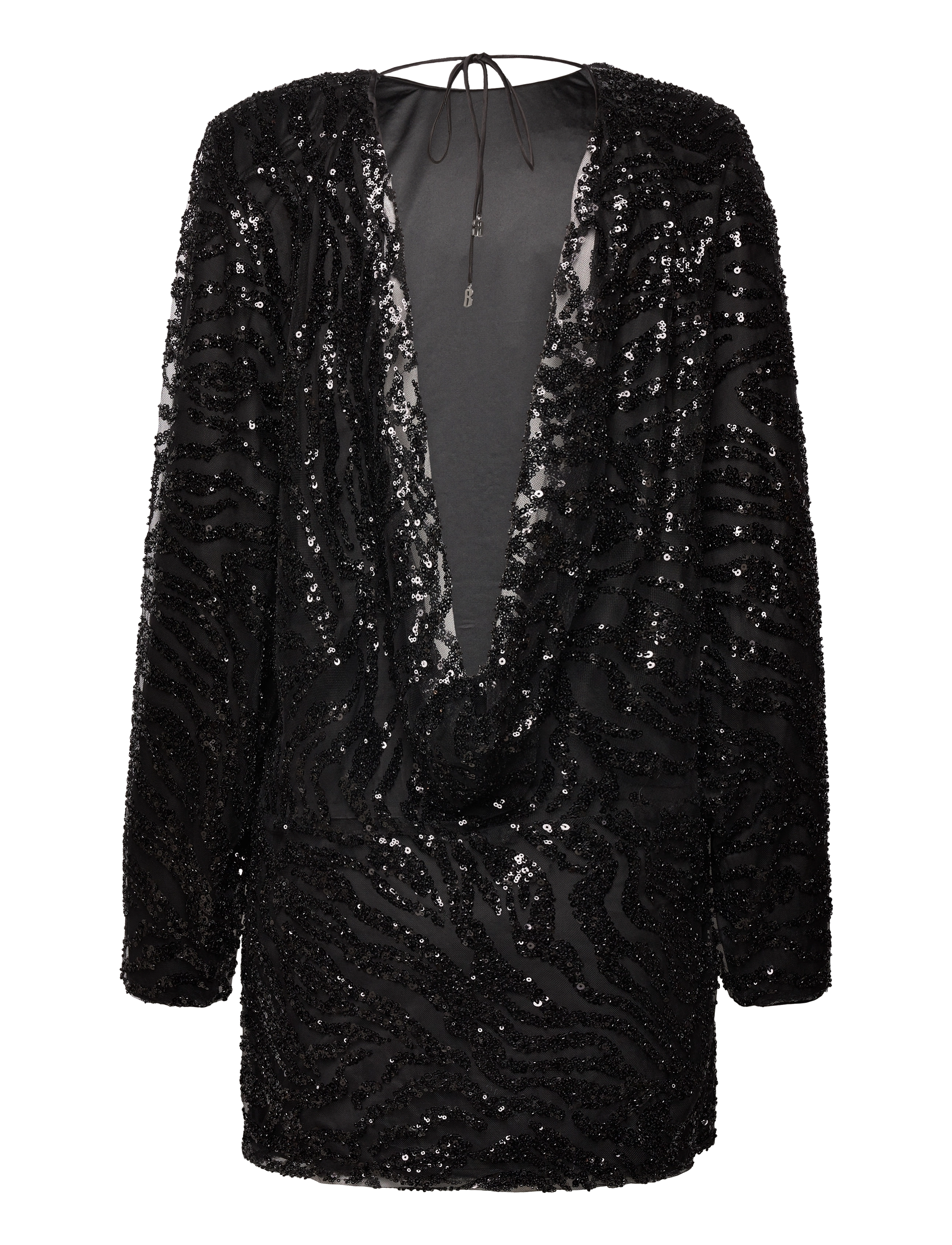 ROTATE - Sequins Low Back Dress - pailletkjoler - 1000 black comb. - 1