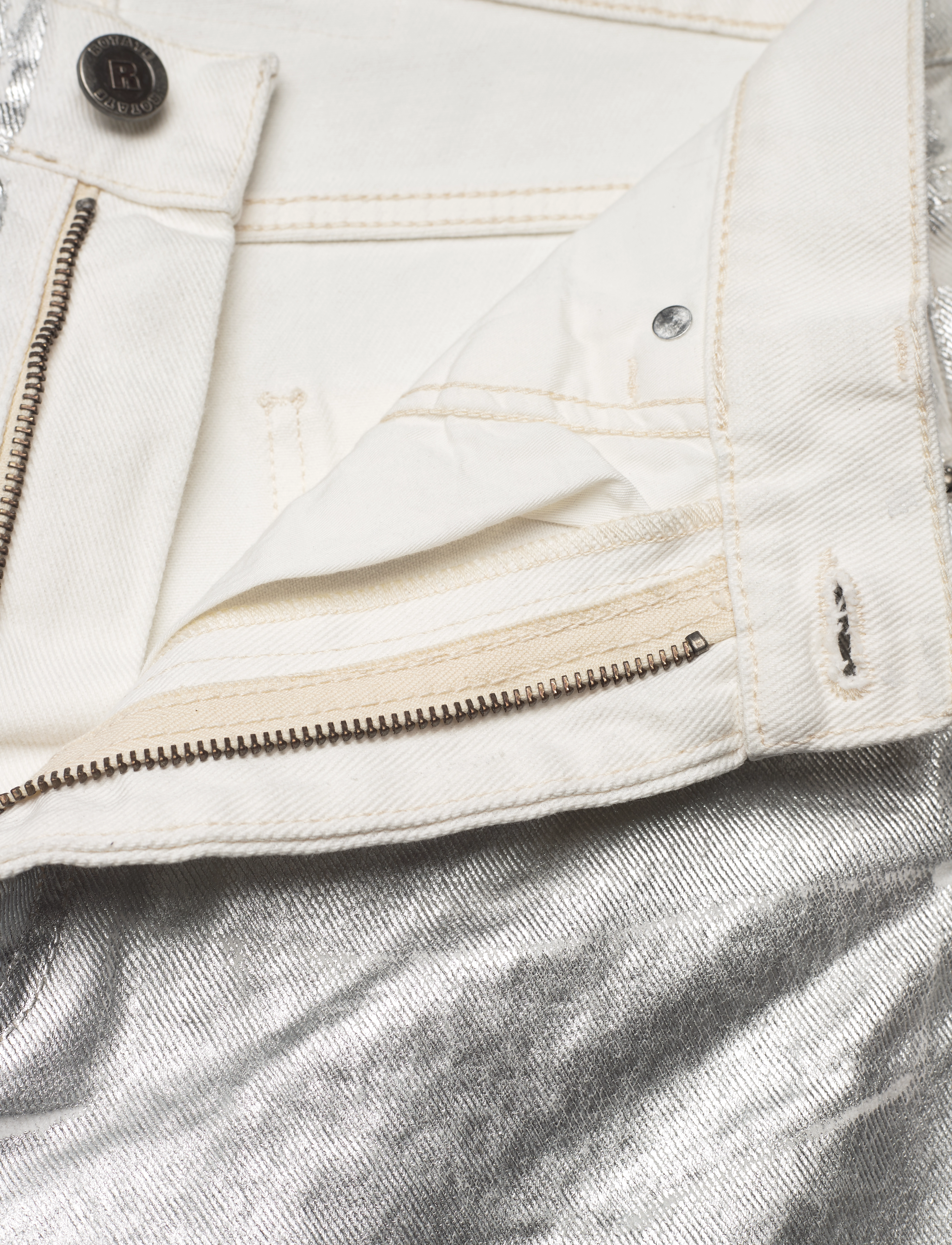 ROTATE - Coated Denim Pants - straight jeans - white alyssum - 3