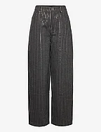 Sequin Twill Wide Pants - BLACK