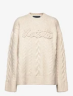 Cable Knit Logo Sweater - PRISTINE WHITE