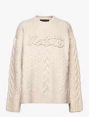 ROTATE Birger Christensen - Cable Knit Logo Sweater - džemperiai - pristine white - 0