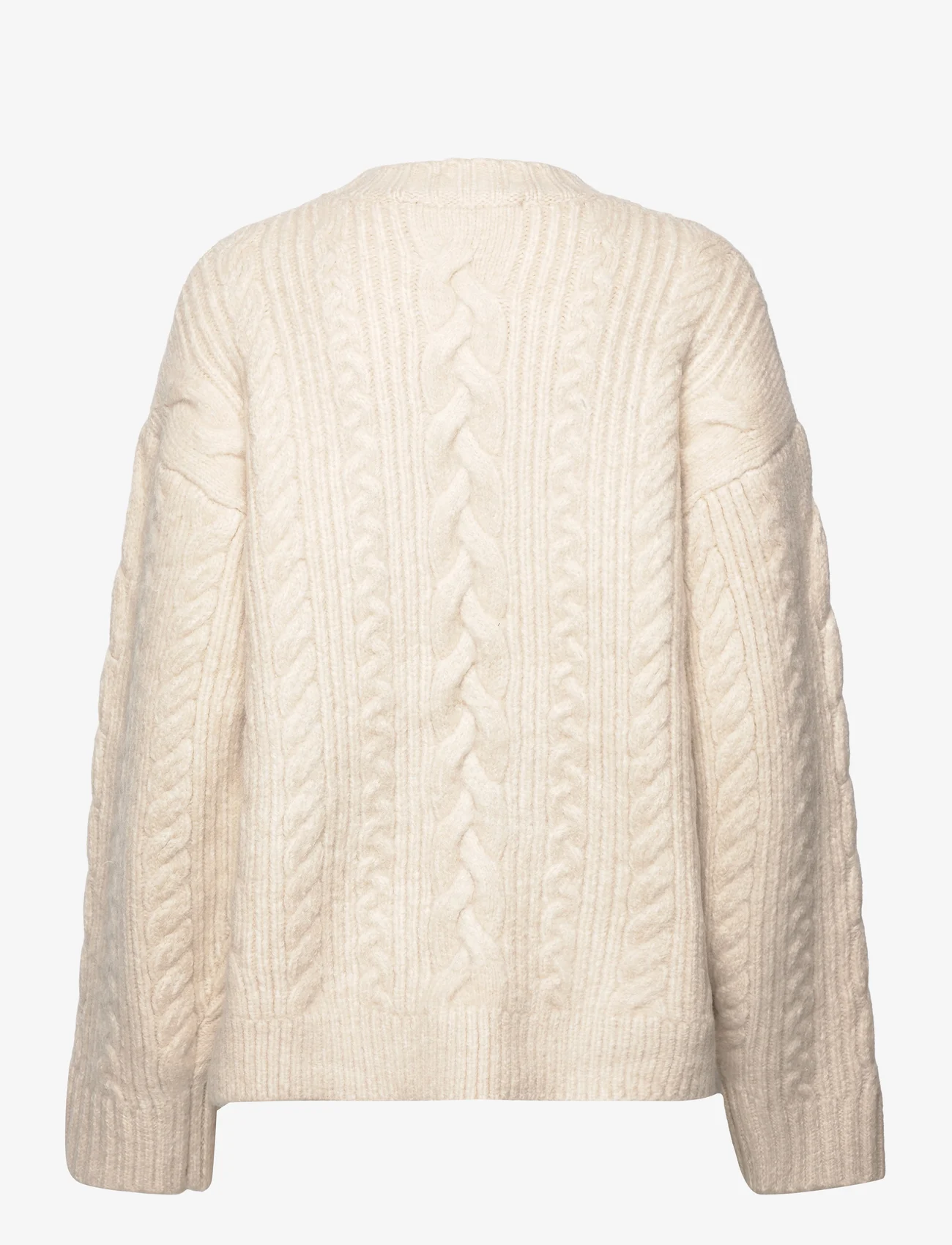 ROTATE Birger Christensen - Cable Knit Logo Sweater - džemperiai - pristine white - 1