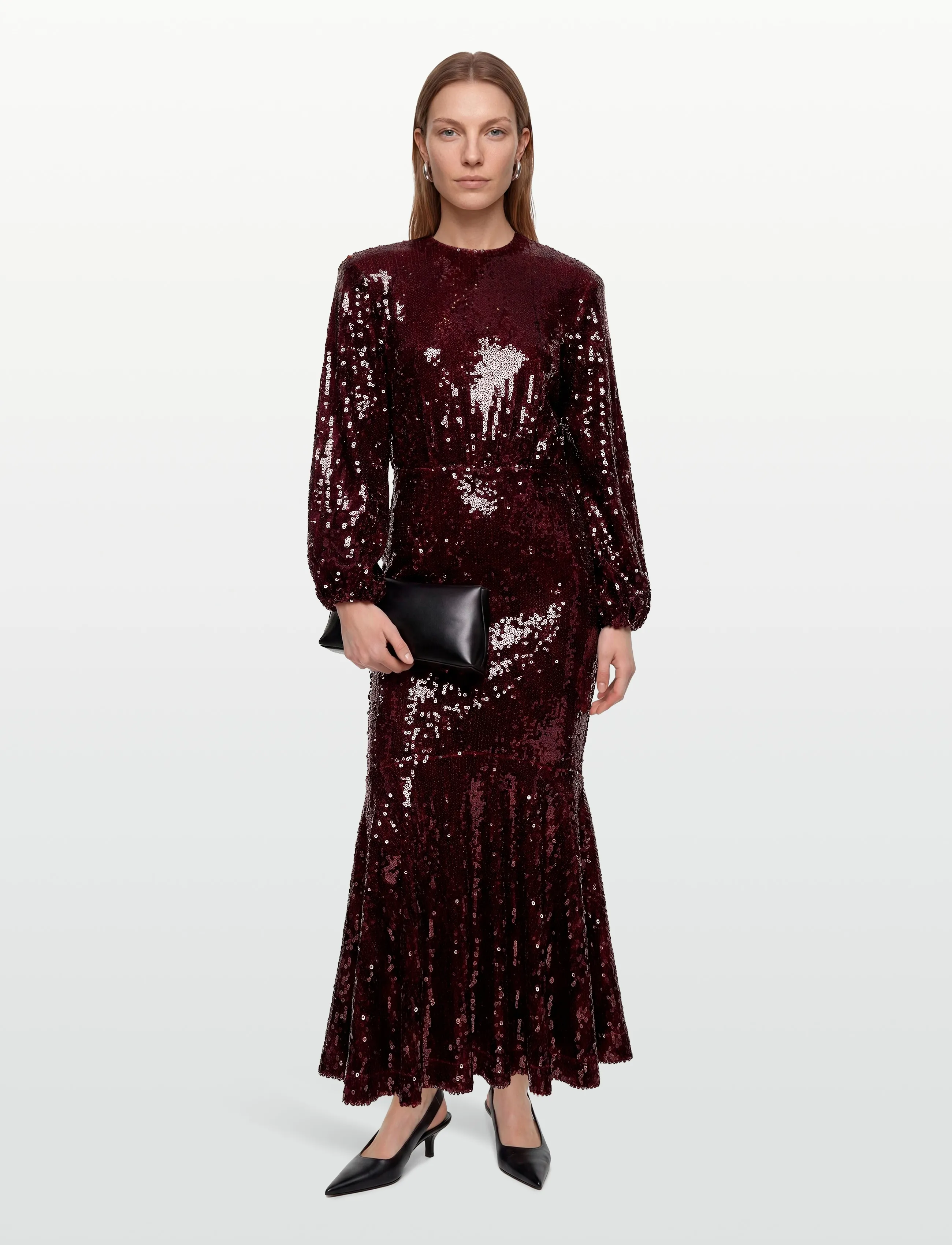ROTATE SEQUINS MAXI DRESS - Evening Dresses - ZINFANDEL / burgundy