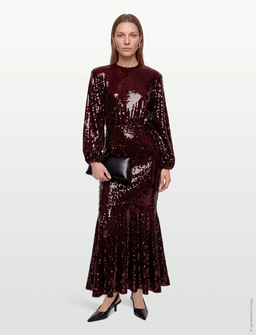 ROTATE - SEQUINS MAXI DRESS - Õhtukleidid - zinfandel - 0