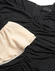 ROTATE Birger Christensen - Mini Ruched Ls Dress - odzież imprezowa w cenach outletowych - 1000 black comb. - 2