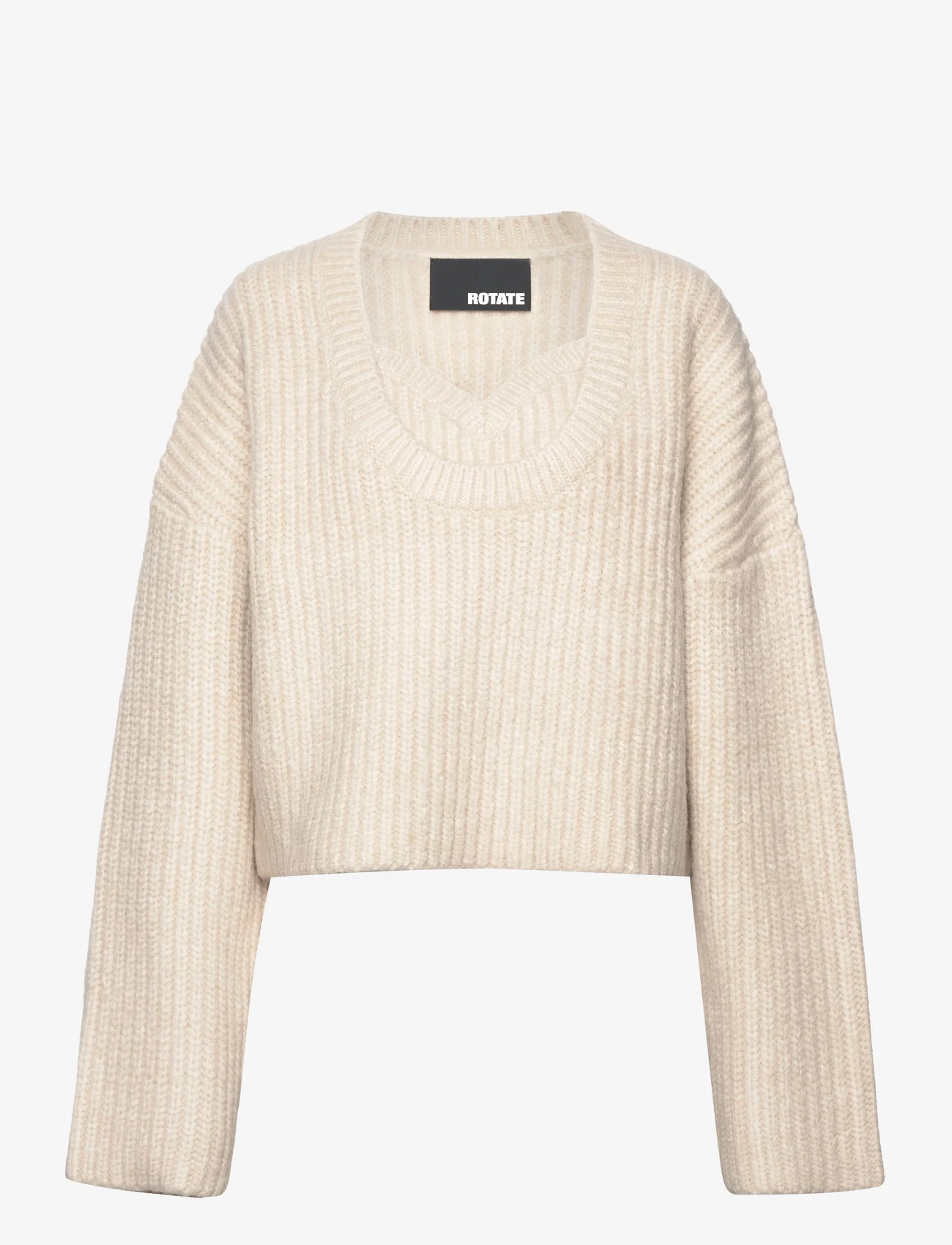 ROTATE Birger Christensen - Cable Knit Crop Sweater - džemperi - pristine white - 0