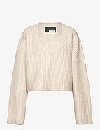 Cable Knit Crop Sweater - PRISTINE WHITE