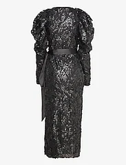 ROTATE Birger Christensen - Sequins Midi Wrap Dress - paljettklänningar - 1000 black comb. - 1